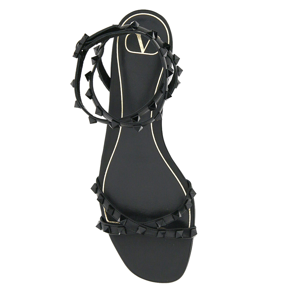 

Valentino Garavani Black Rockstud Flat Sandals Size EU