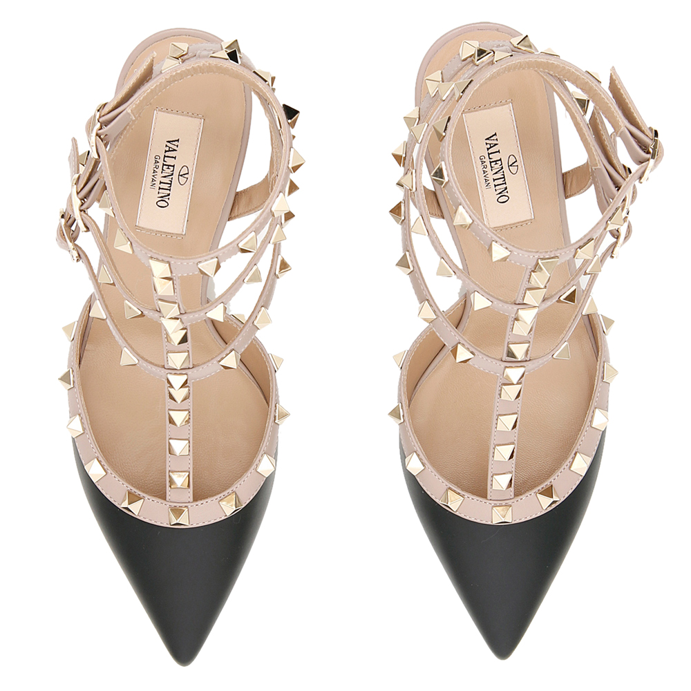 

Valentino Garavani Black Rockstud Slingback 65 Size EU, Beige