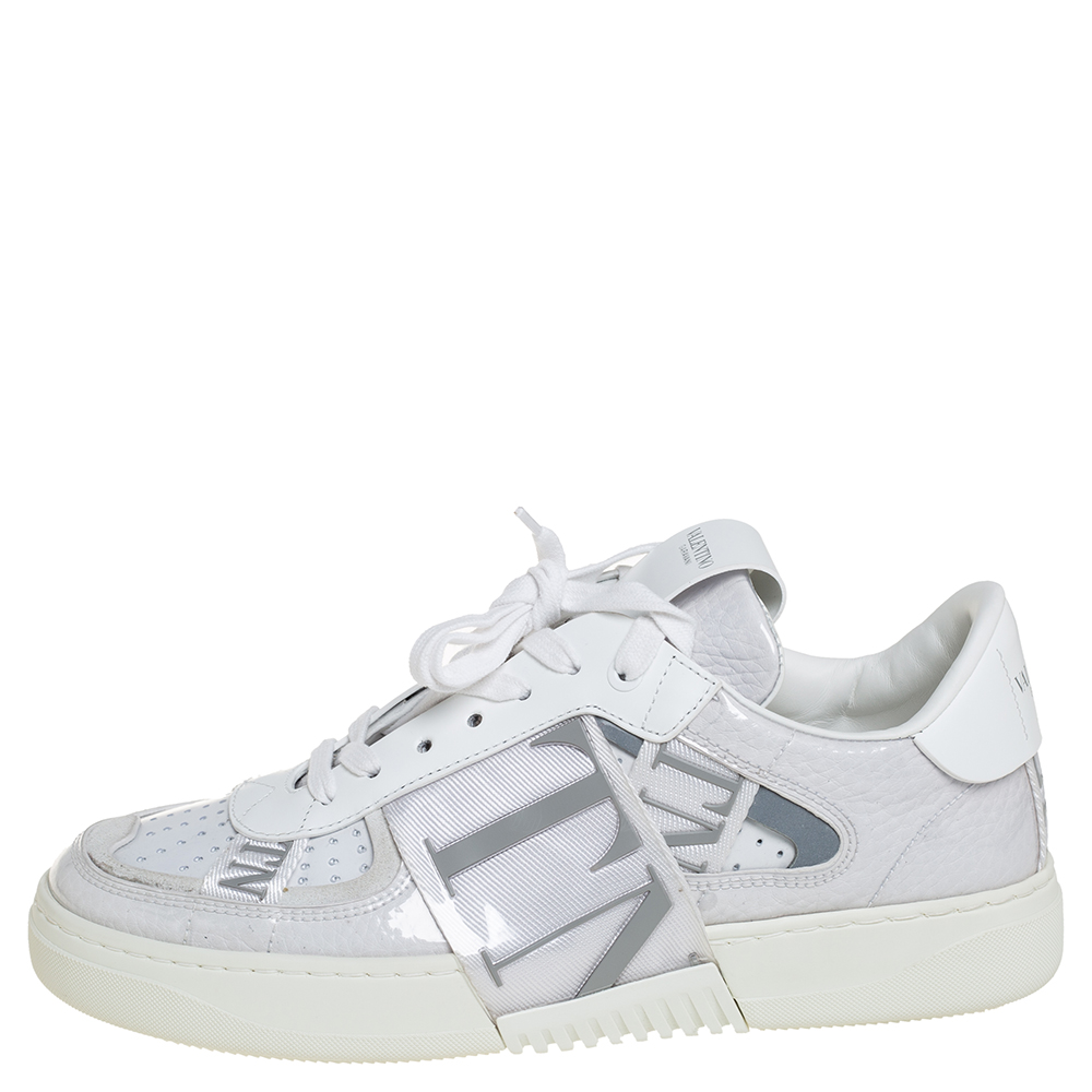 

Valentino White Leather And PVC VLTN Low Top Sneakers Size