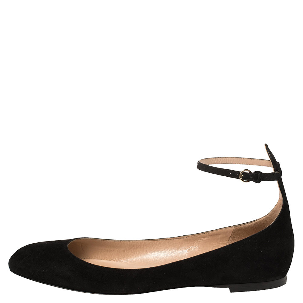 

Valentino Black Suede Tango Ankle Strap Ballet Flats Size