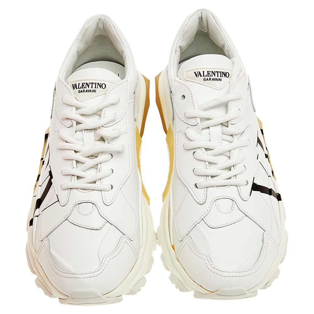 

Valentino White Leather Bounce Low Top Sneakers Size EU