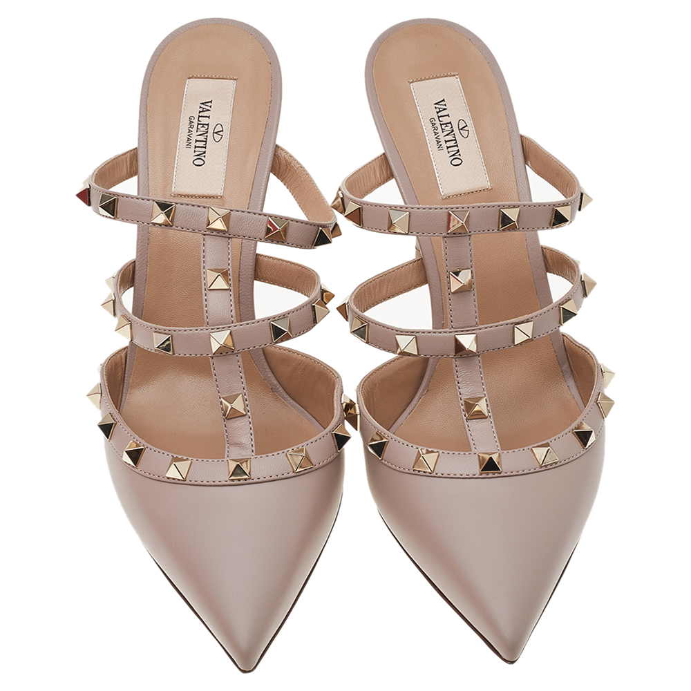 

Valentino Blush Pink Leather Rockstud Strappy Mules Size