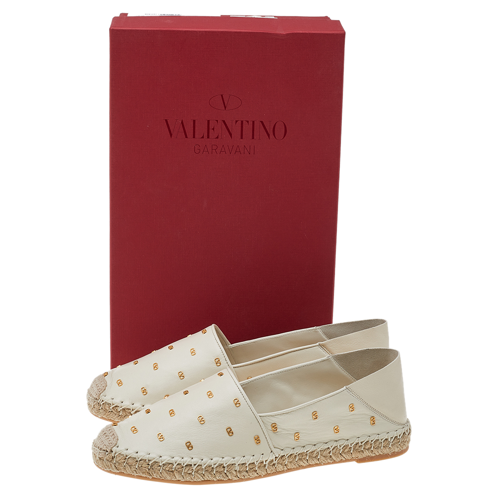 

Valentino White Leather VLogo Espadrille Flats Size EU