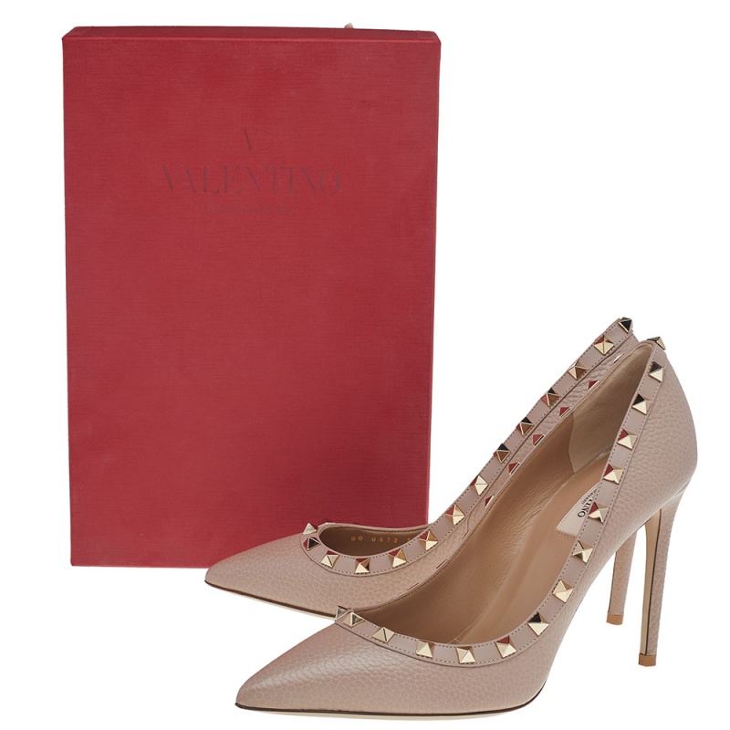 

Valentino Blush Pink Leather Rockstud Pointed Toe Pumps Size EU