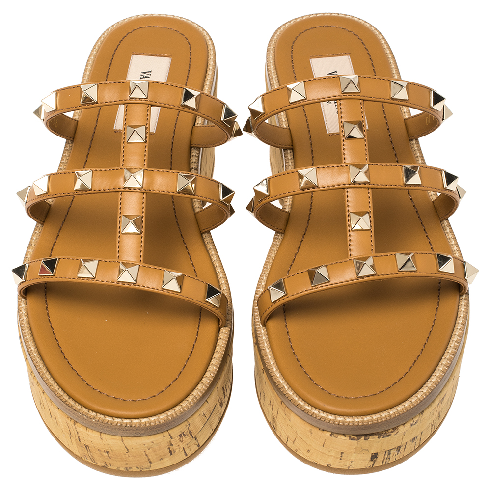 

Valentino Tan/Tan Studcork Sandals Size EU