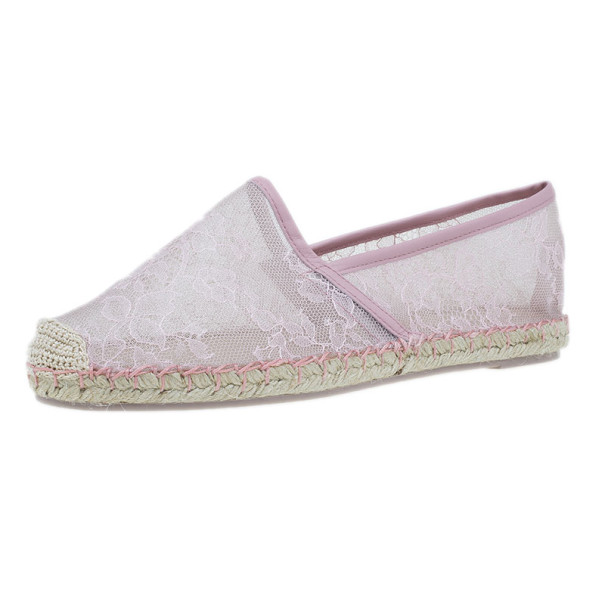 مملوكة مسبقًا Valentino Pink Lace Espadrilles Size 38