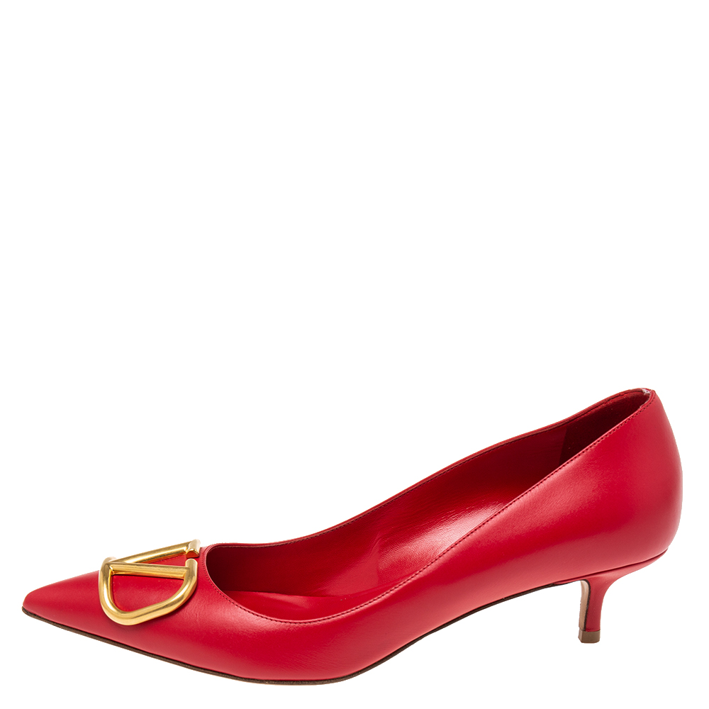

Valentino Red Leather VLogo Pumps Size