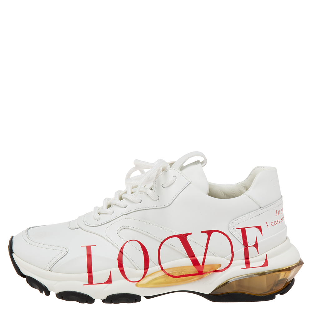 

Valentino White Leather Love Logo Sneakers Size