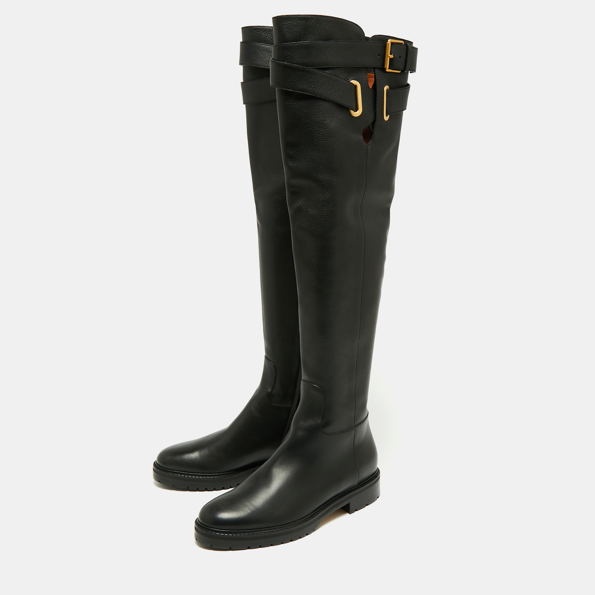 

Valentino Black Leather Over The Knee Boots Size