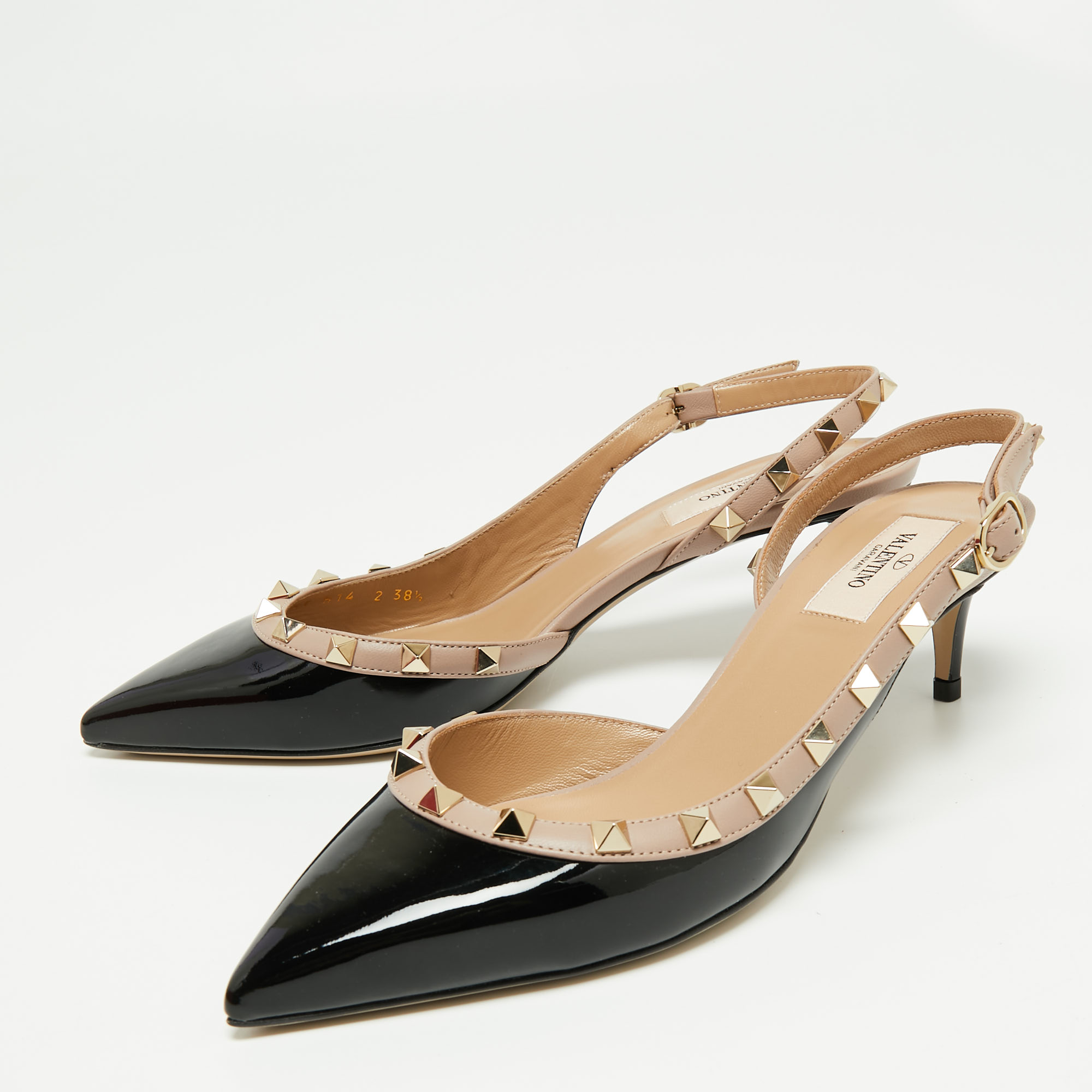 

Valentino Black Patent Leather Rockstud D'orsay Pumps Size