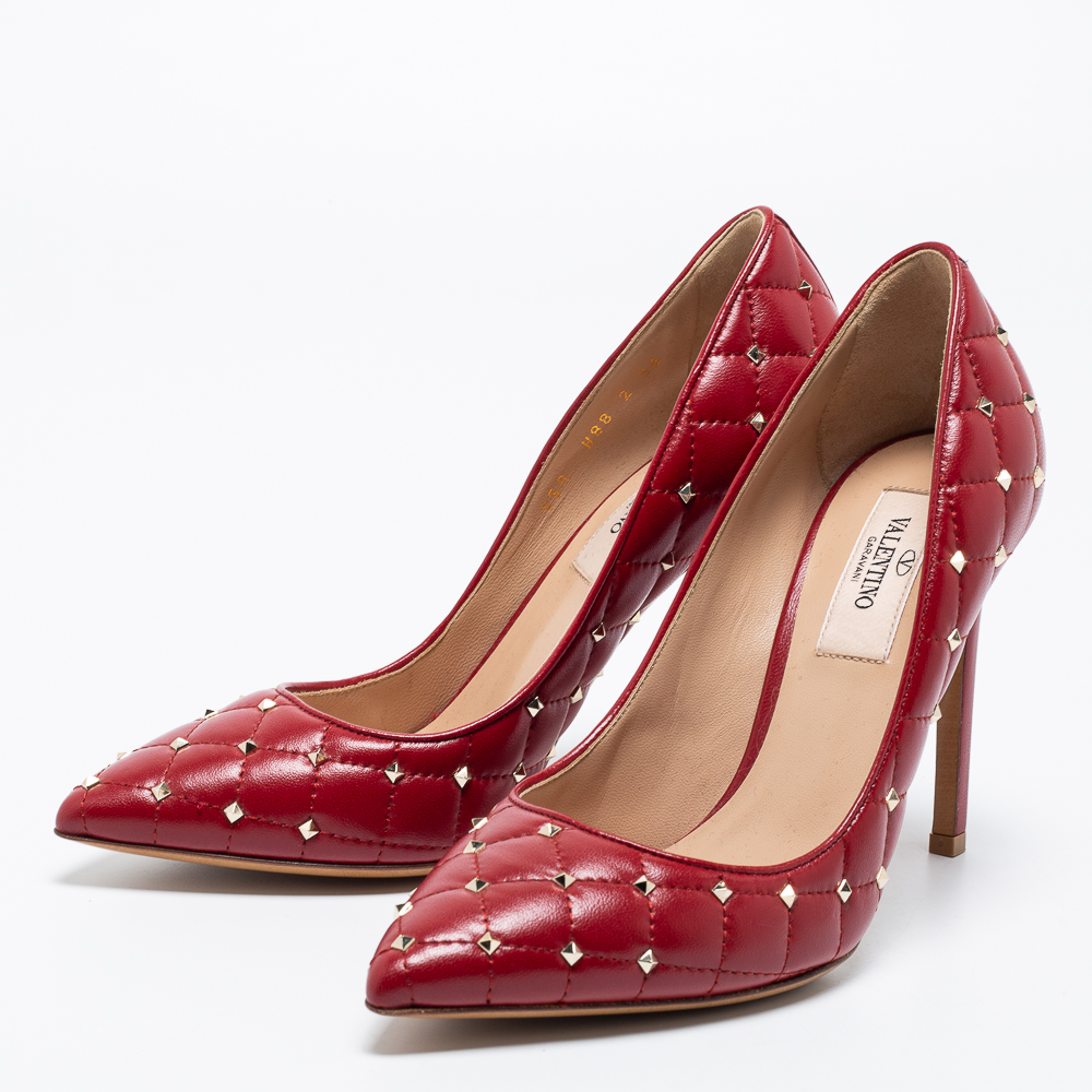 

Valentino Red Quilted Leather Rockstud Pumps Size