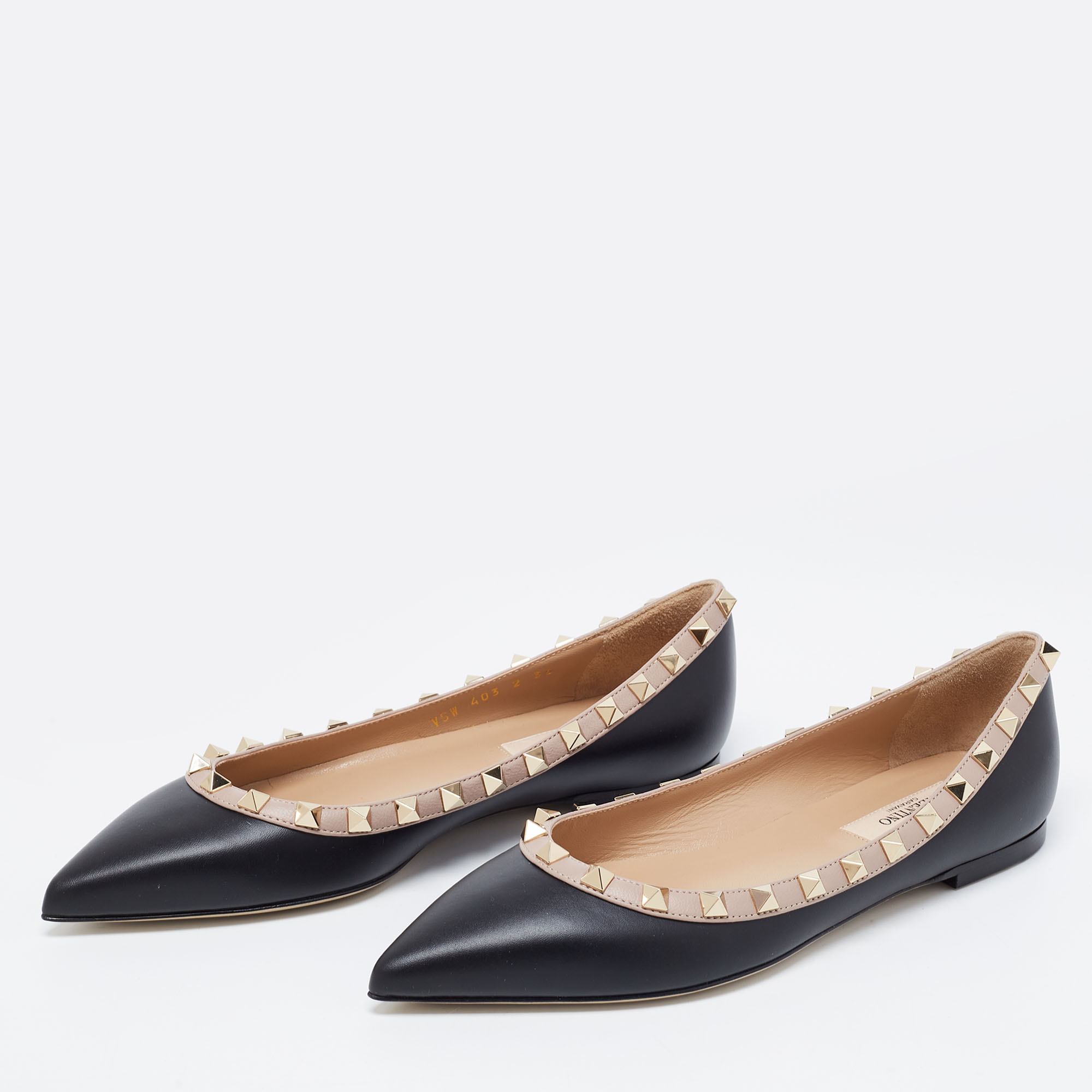 

Valentino Black Leather Rockstud Ballet Flats Size