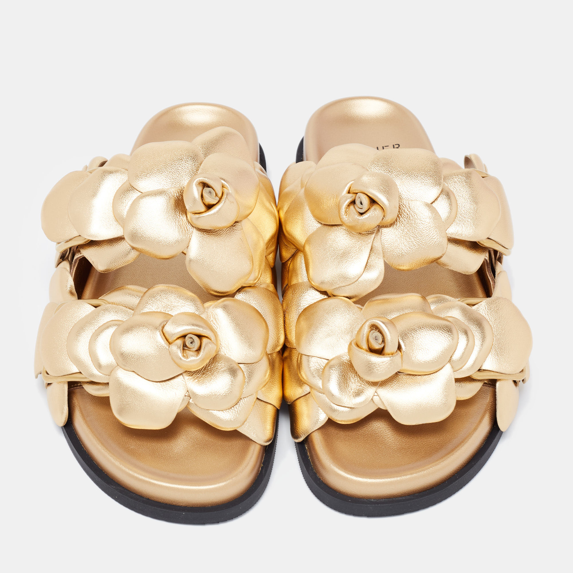 

Valentino Antique Leather Slides Size, Gold