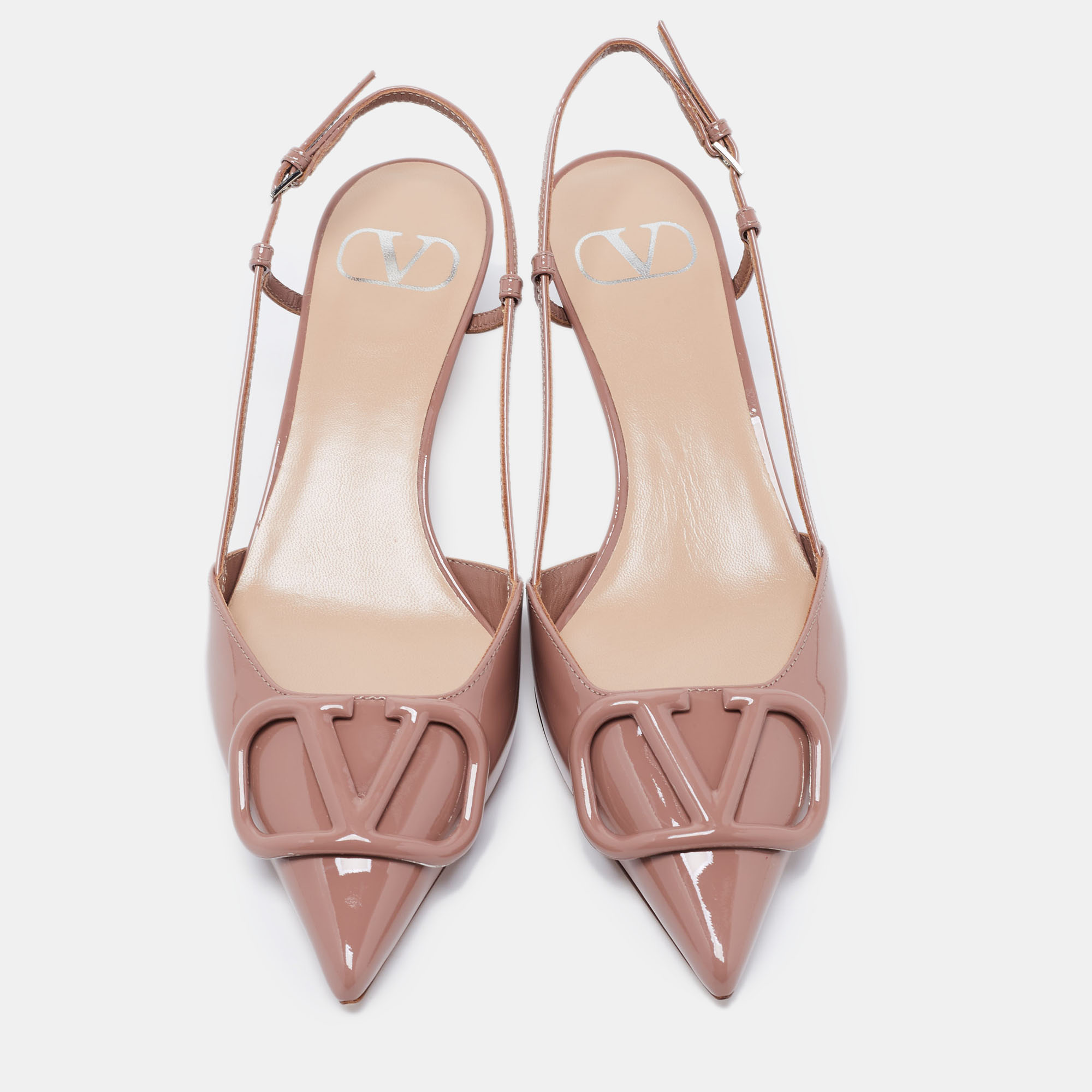 

Valentino Dark Nude Pink VLOGO Slingback Sandals Size 36.5