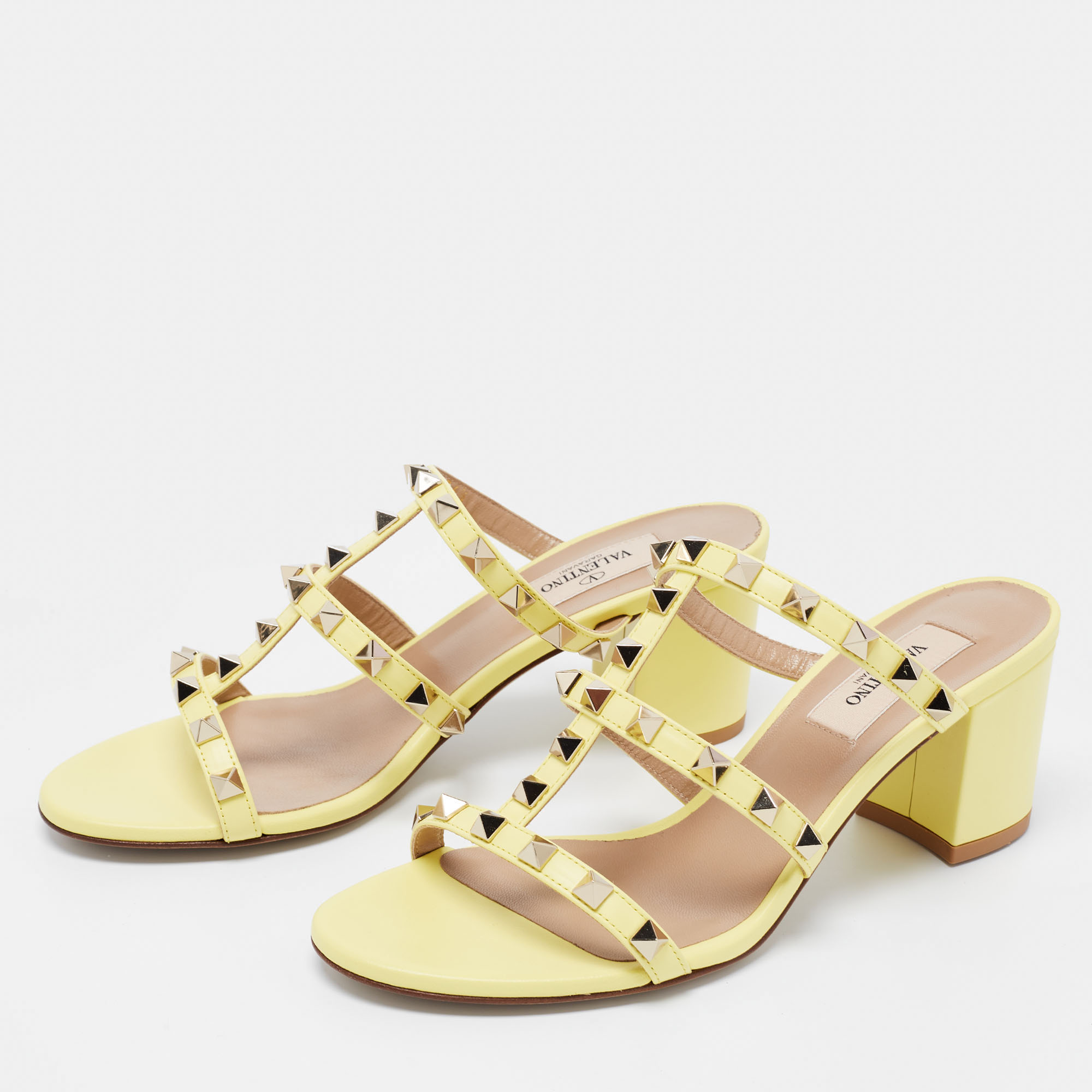 

Valentino Yellow Leather Rockstud Sandals Size