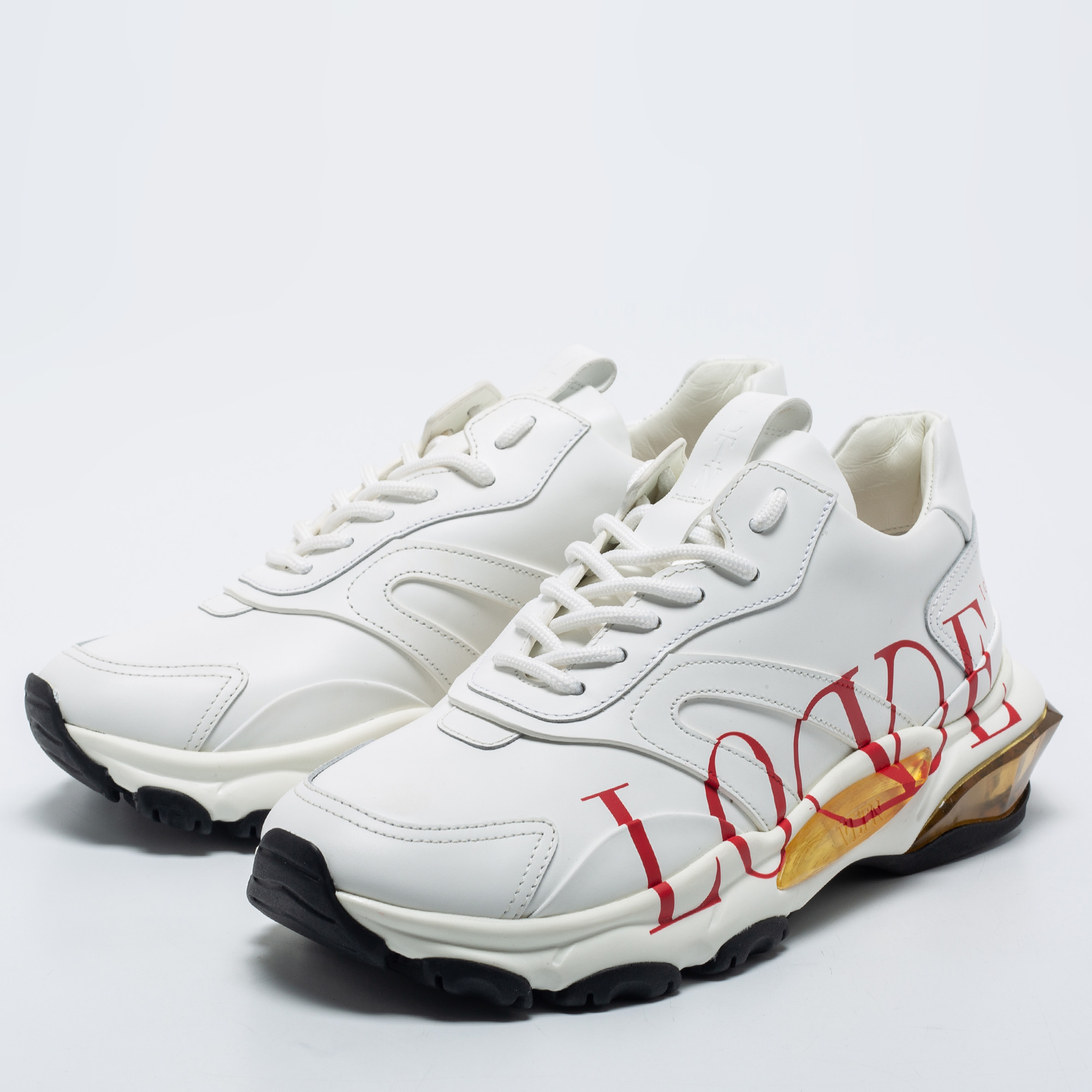 

Valentino White Leather Bounce Love Logo Sneakers Size