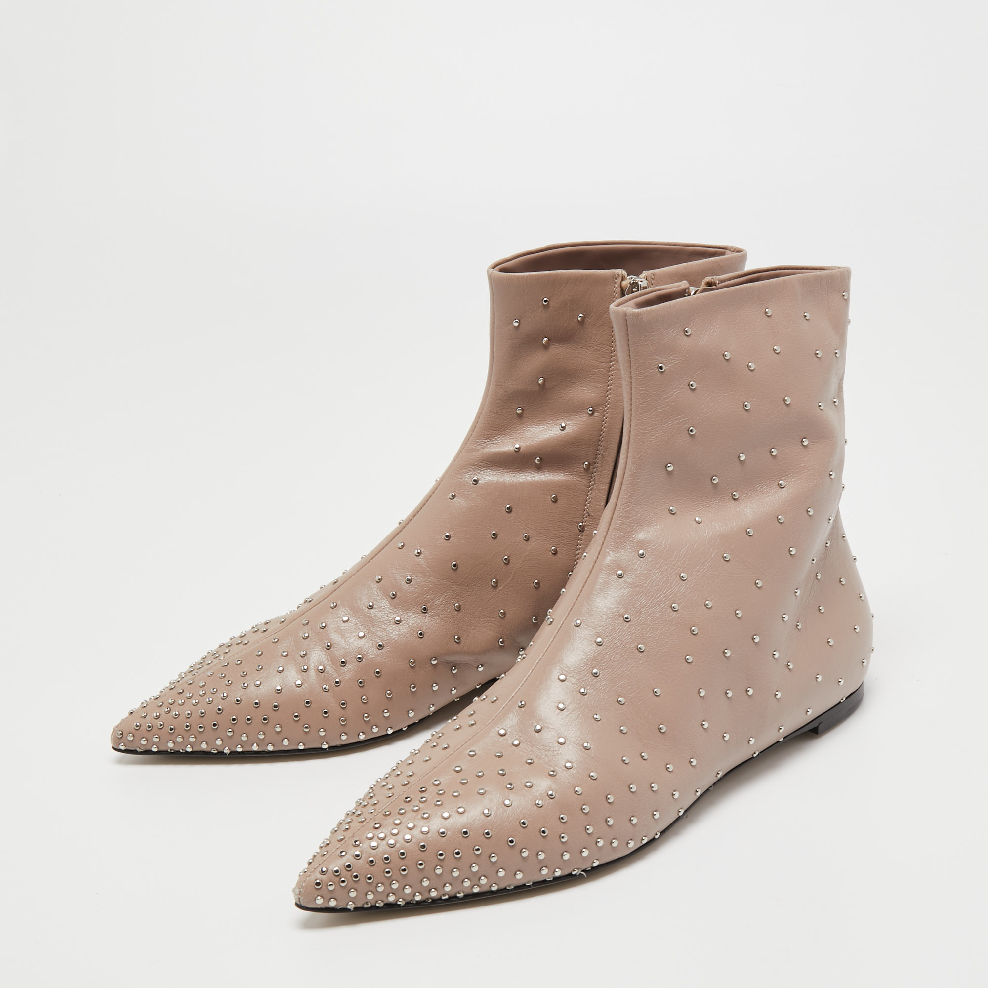

Valentino Dusty Pink Leather Ankle Length Boots Size