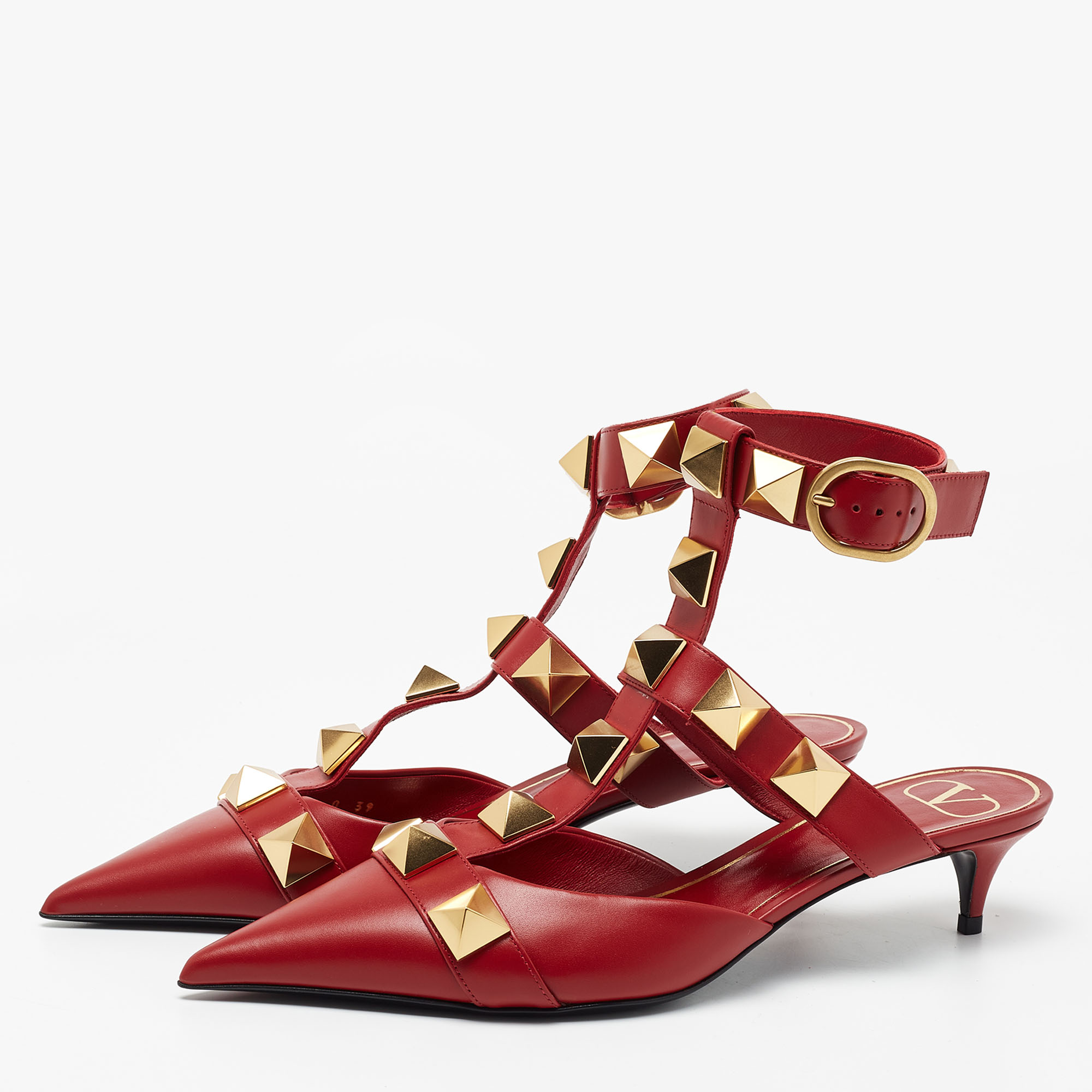 

Valentino Red Leather Roman Stud Pumps Size