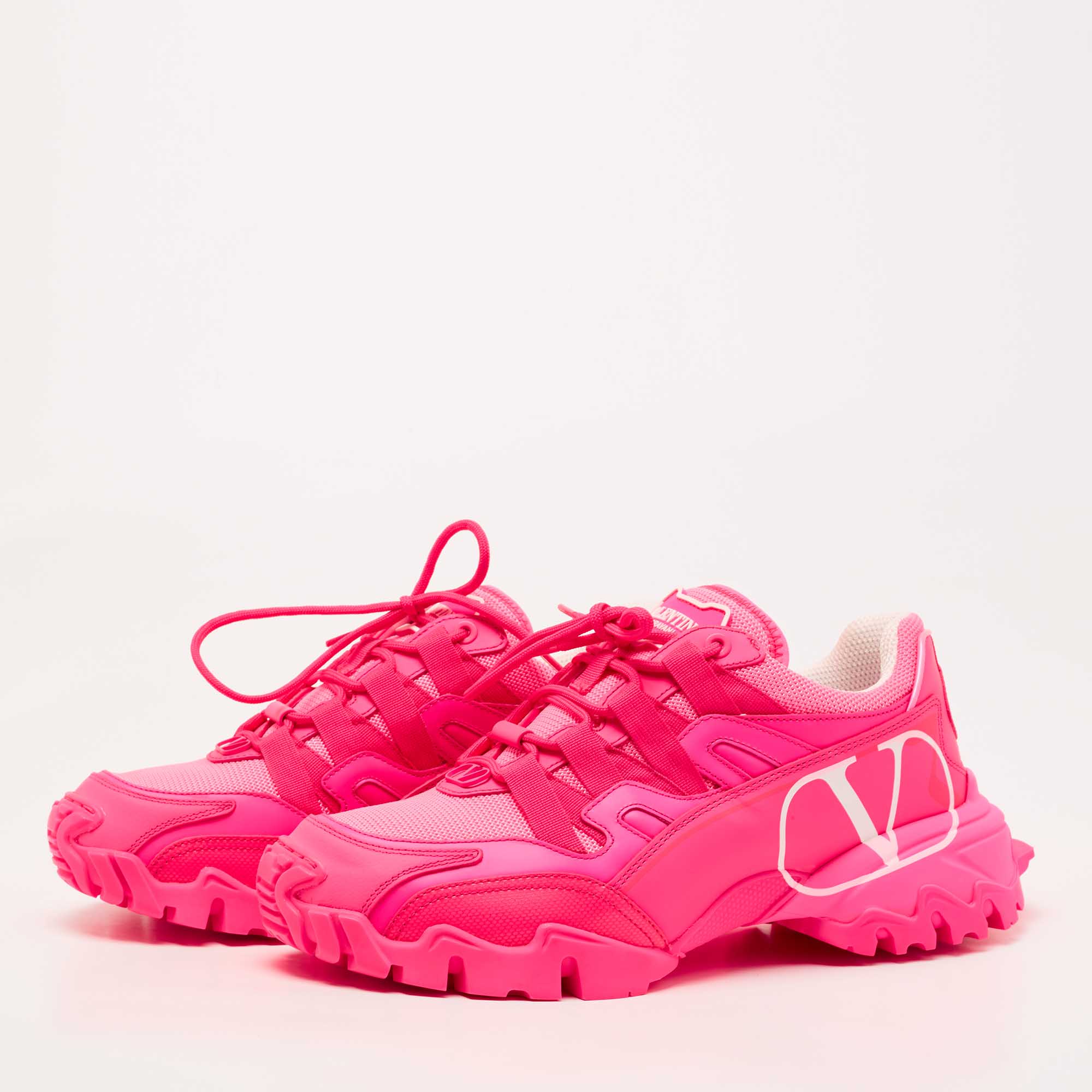 

Valentino Pink Leather and Mesh Climbers Sneakers Size