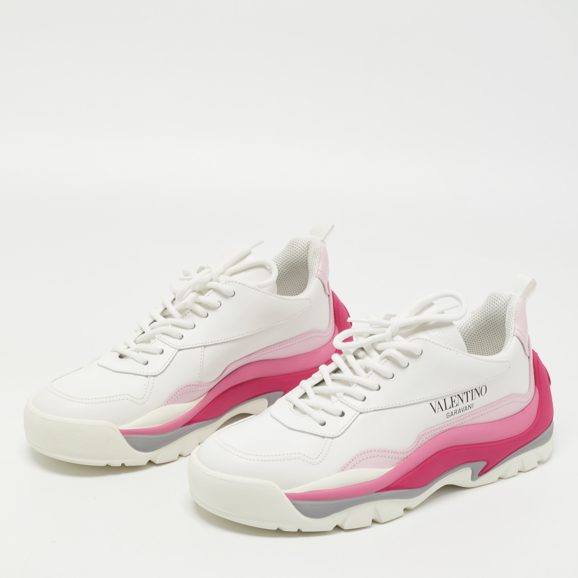 

Valentino White/Pink Leather Gumboy Sneakers Size