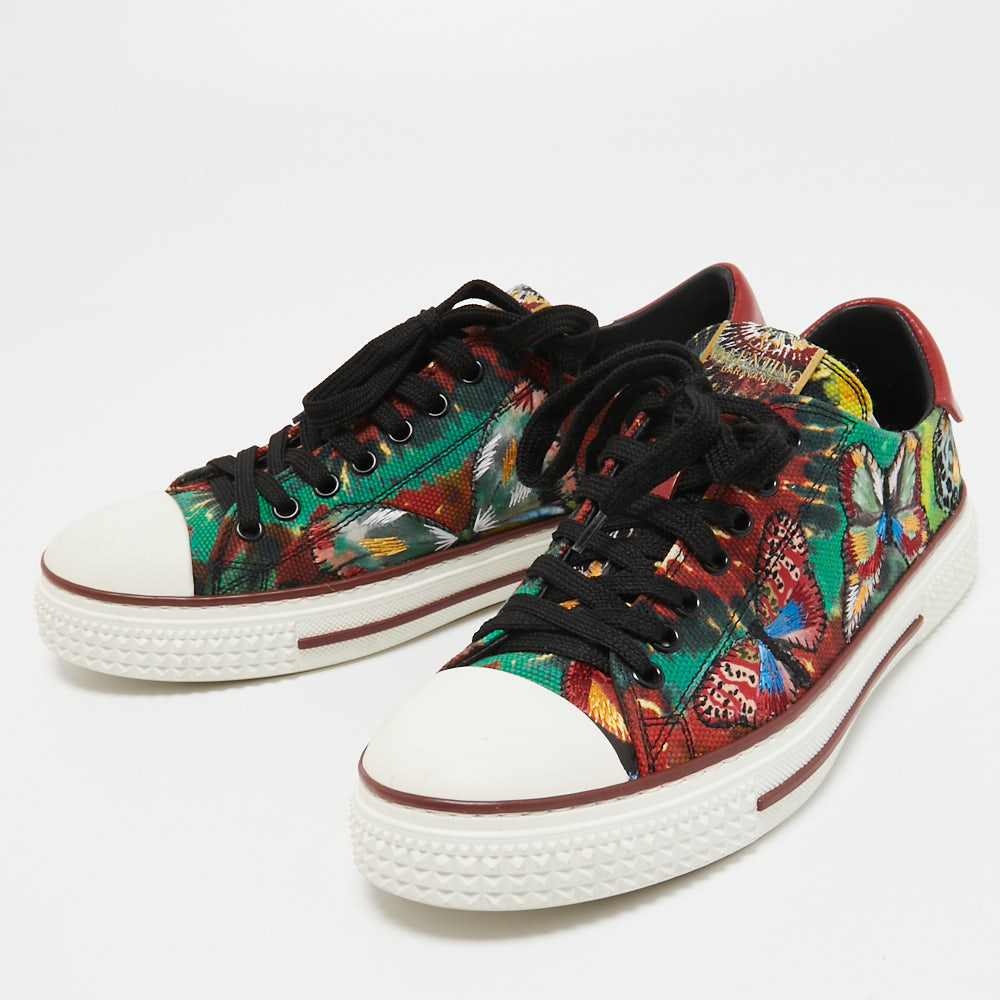 

Valentino Multicolor Printed Canvas Butterfly Sneakers Size