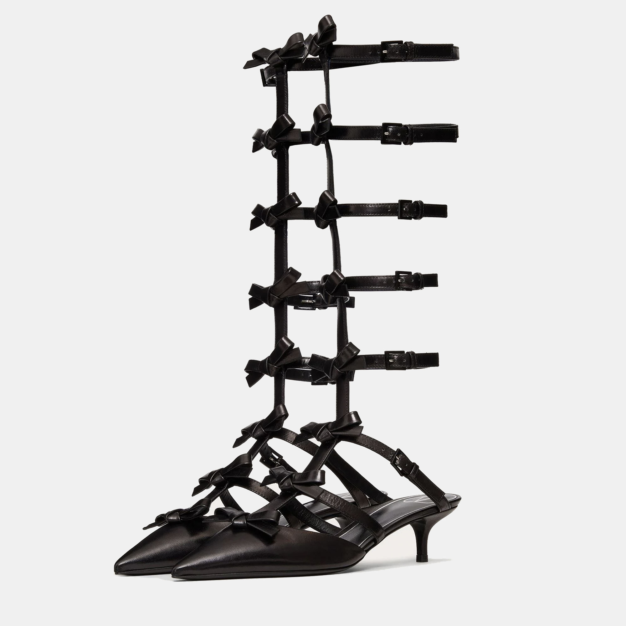 

Valentino Black Leather Gladiator Sandals Size