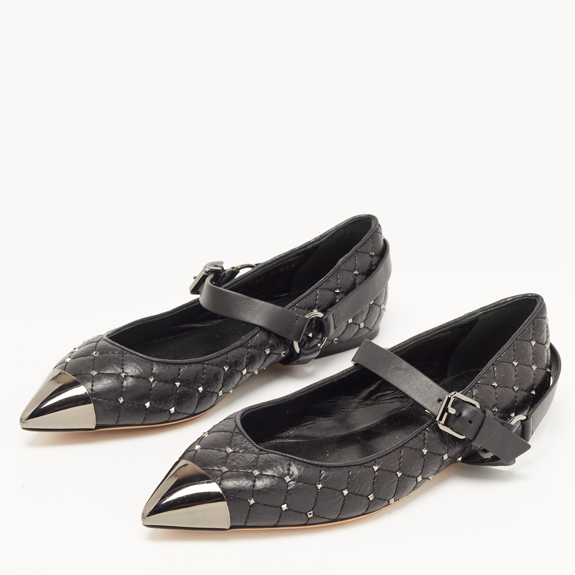 

Valentino Black Leather Rockstud Ballet Flats Size