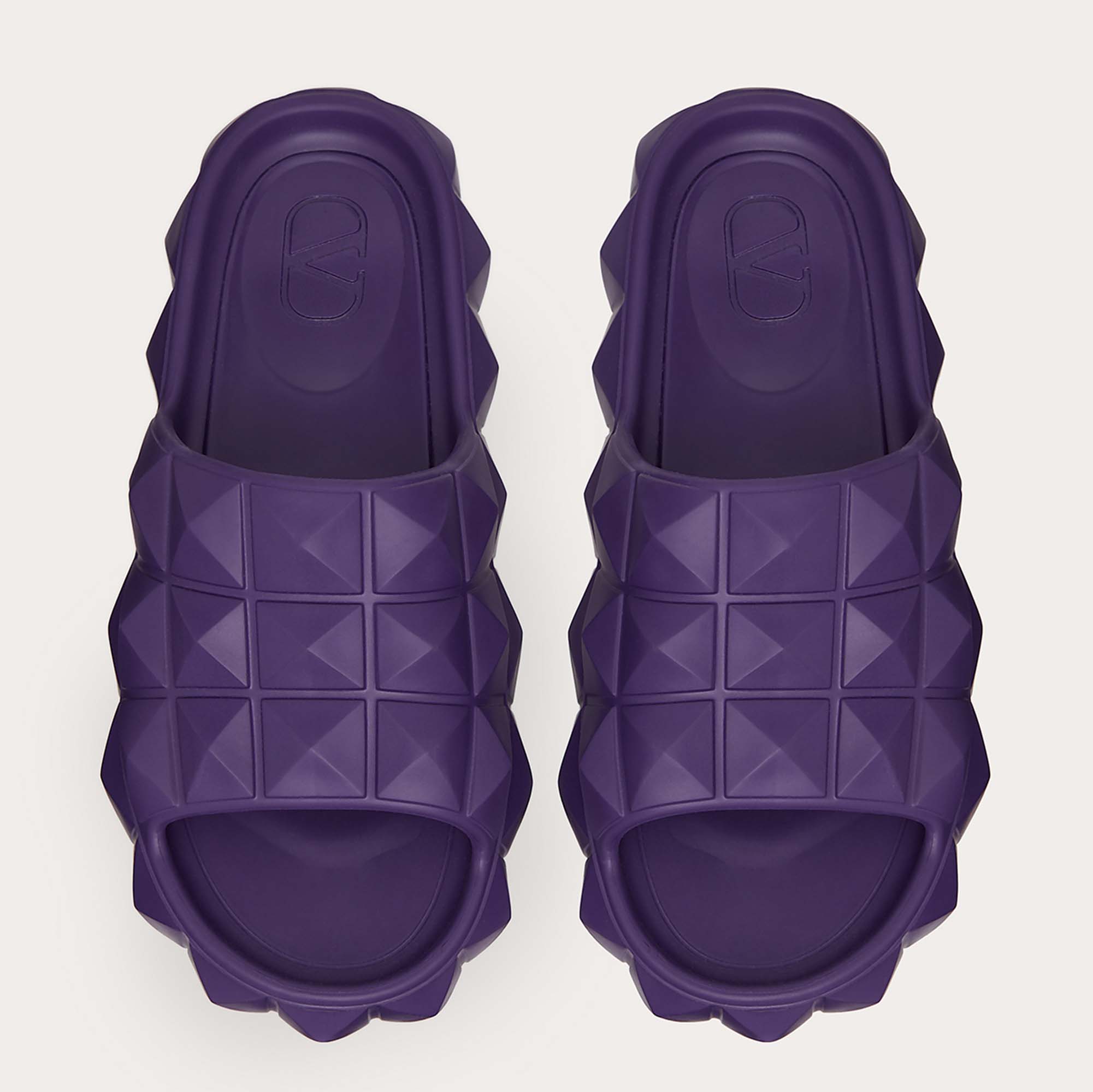 

Valentino Purple Rubber Roman Stud Turtle Flat Slides Size