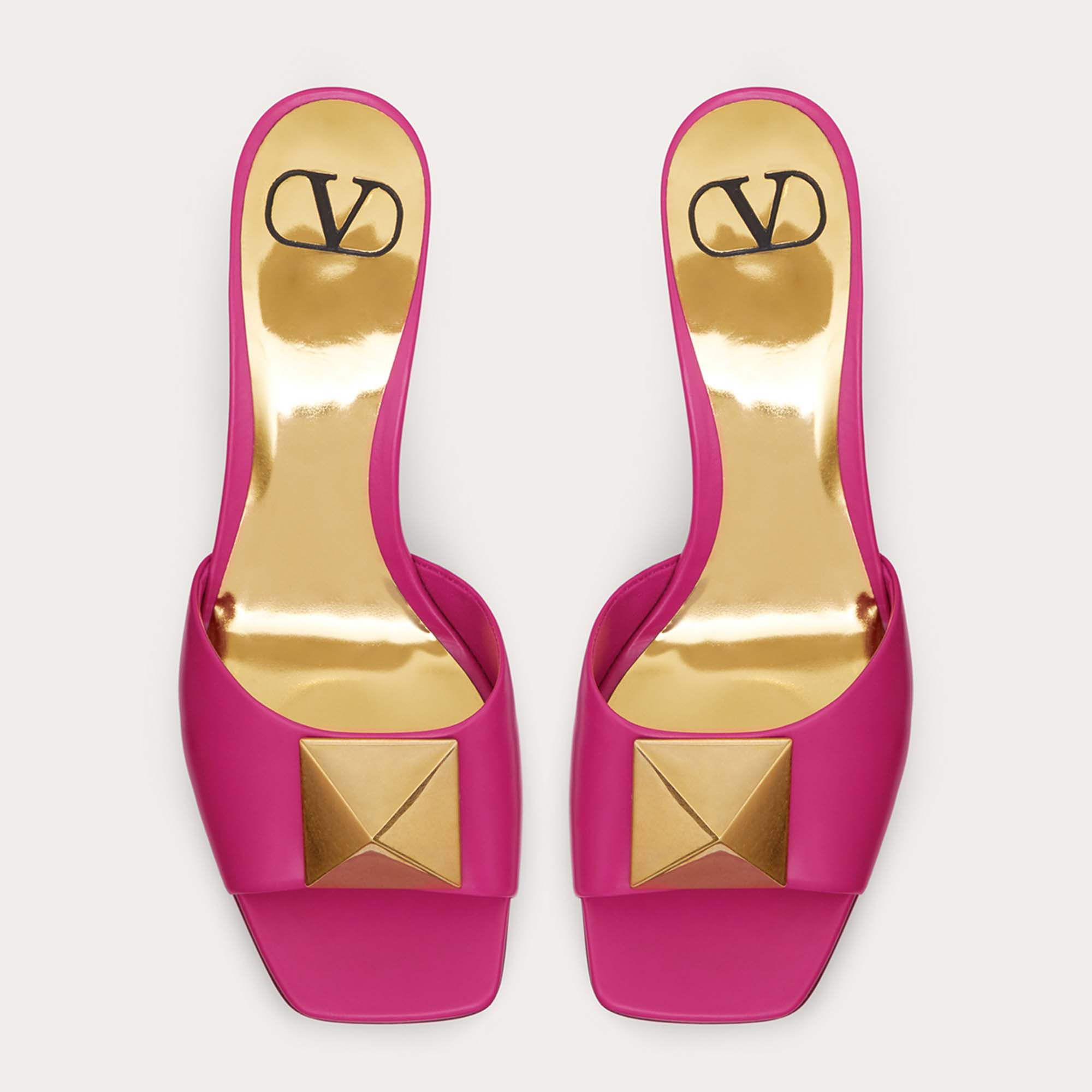 

Valentino Pink Leather One Stud Slide Sandals Size