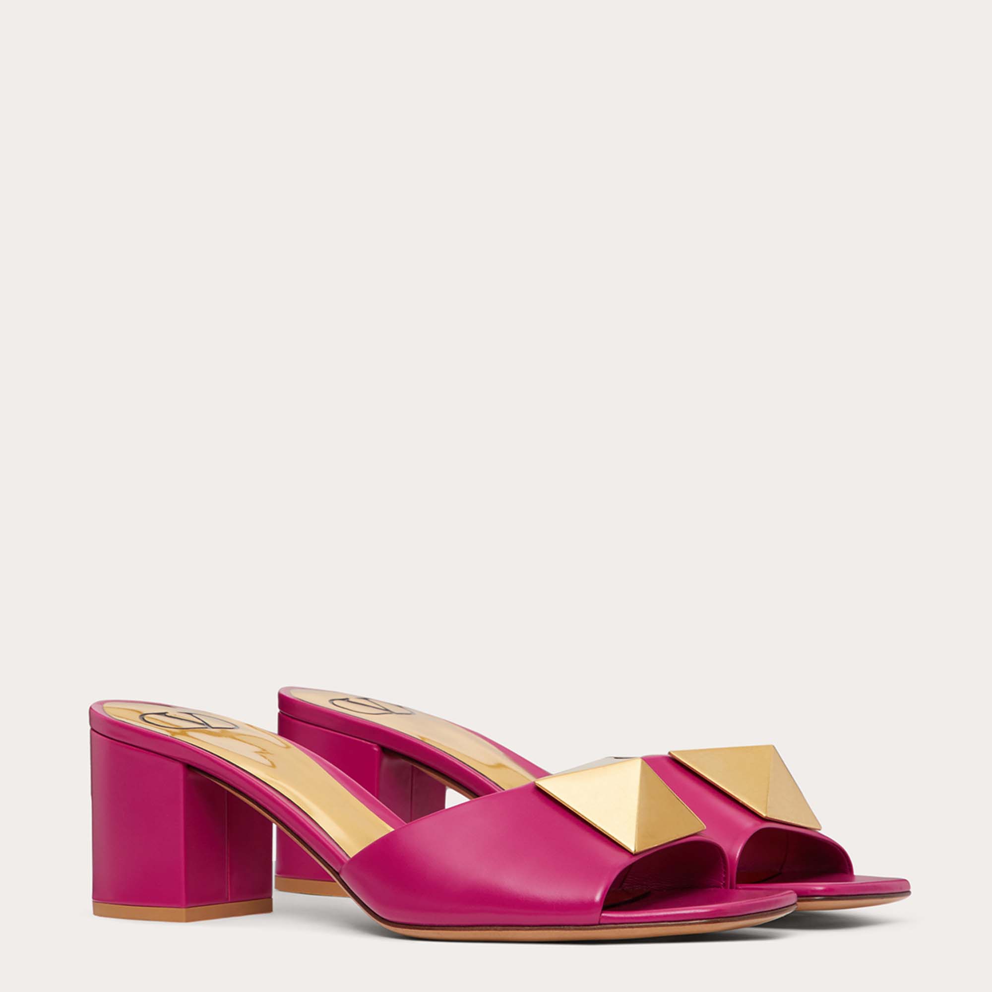 

Valentino Pink Leather One Stud Slide Sandals Size