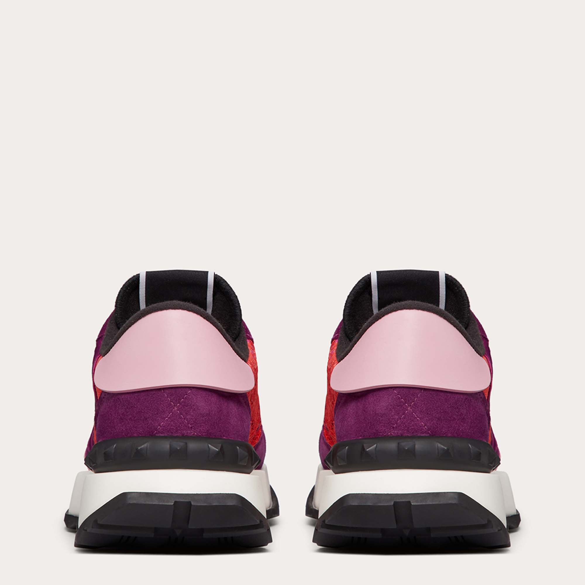 

Valentino Pink/Plum Multicolor Suede & Fabric LaceRunner Sneakers Size