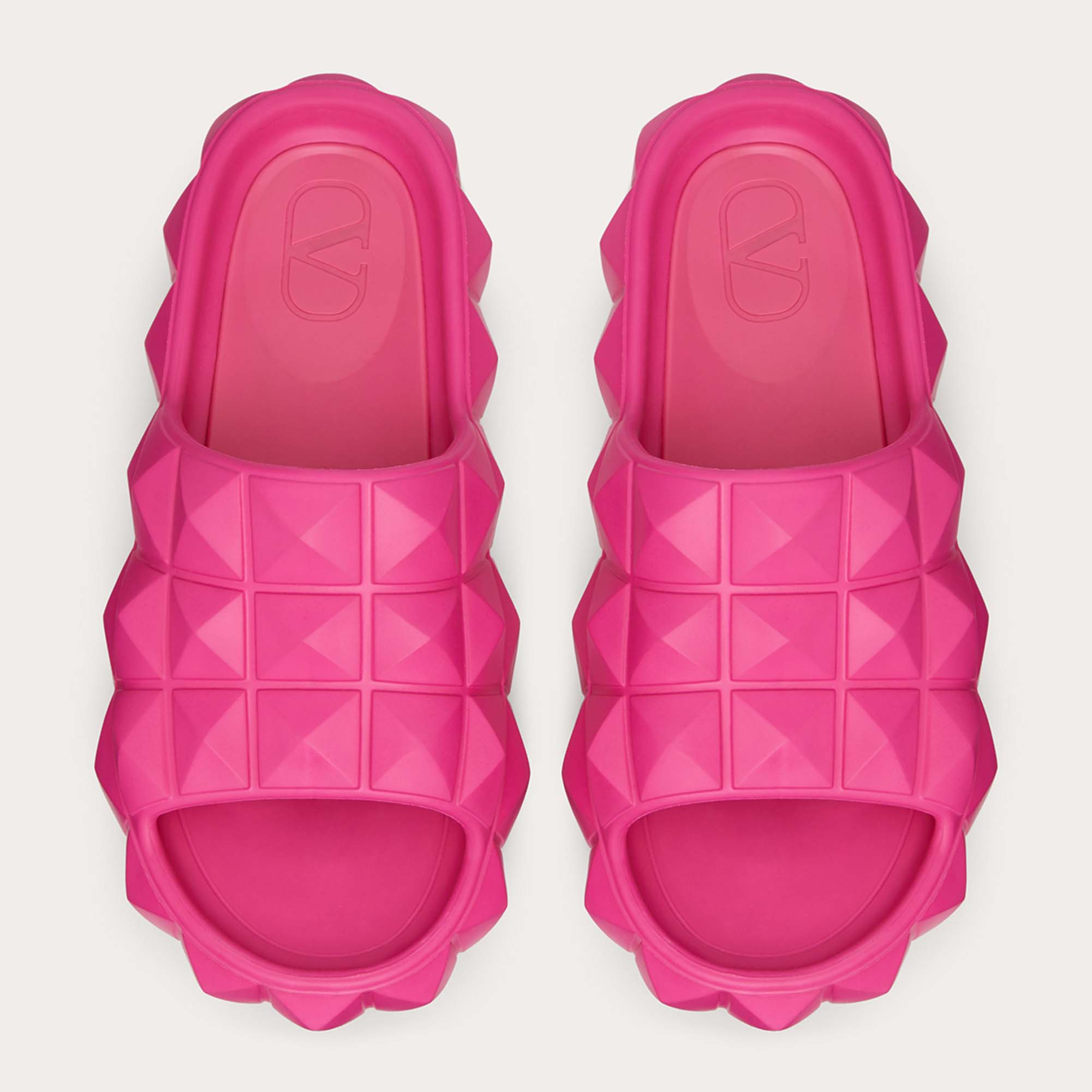 

Valentino Pink Rubber Roman Stud Turtle Flat Slides Size