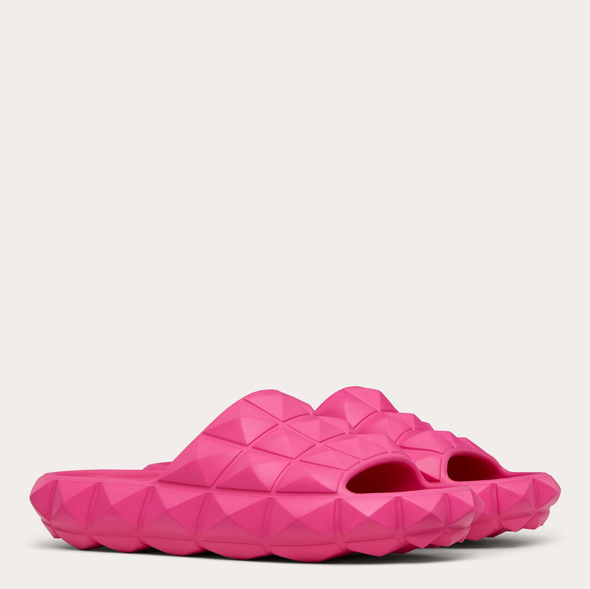 

Valentino Pink Rubber Roman Stud Turtle Flat Slides Size
