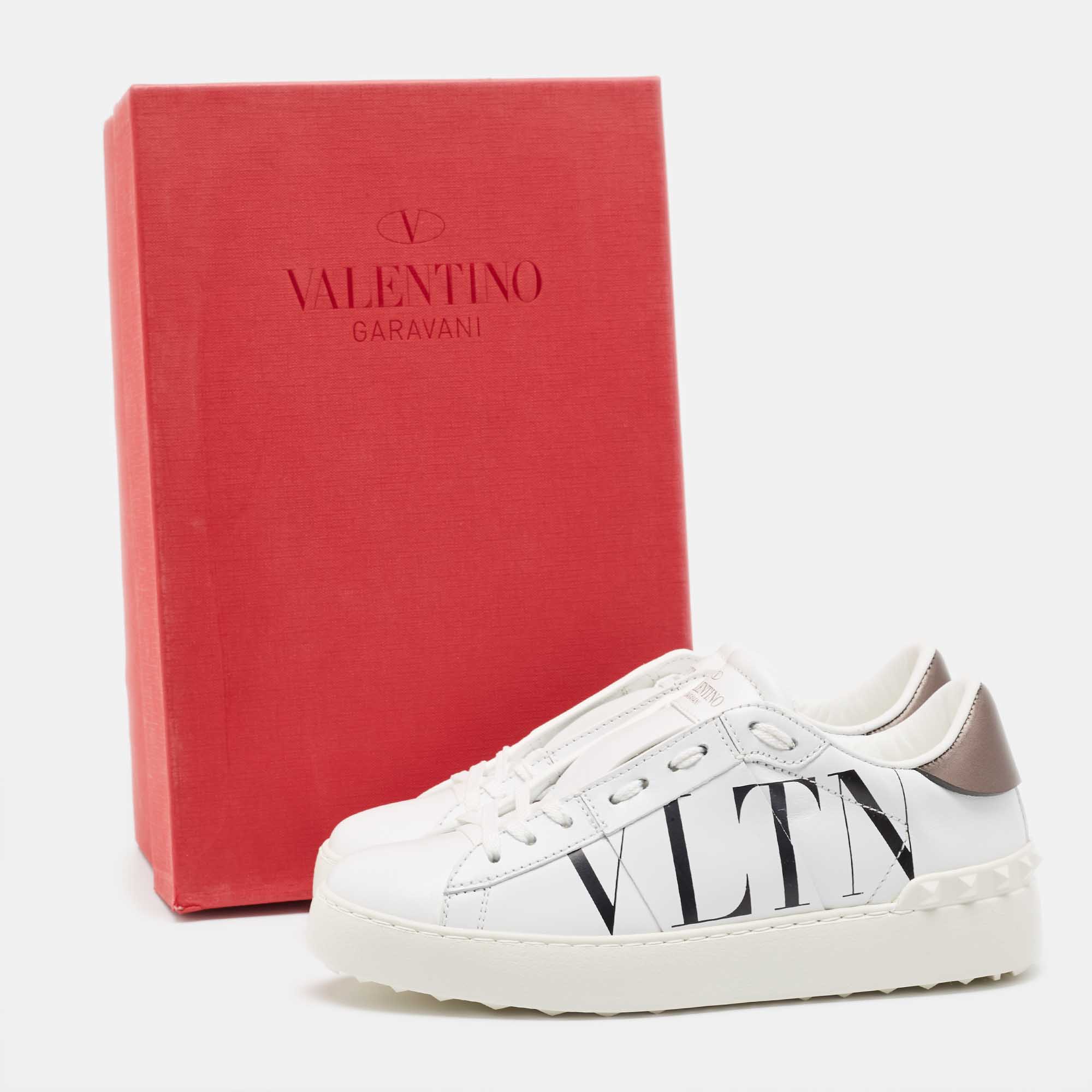 

Valentino Black/White Leather Open Sneakers Size