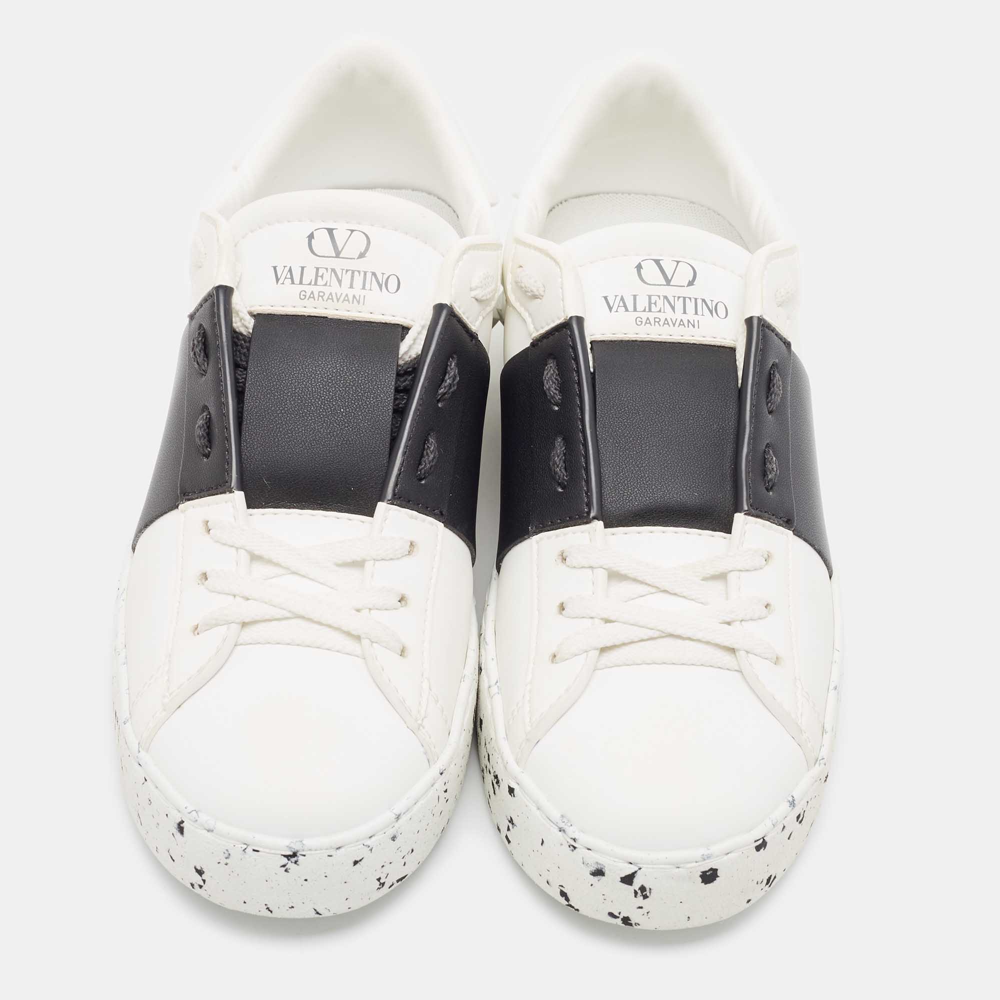 

Valentino White/Black Leather Open For a Change Sneakers Size