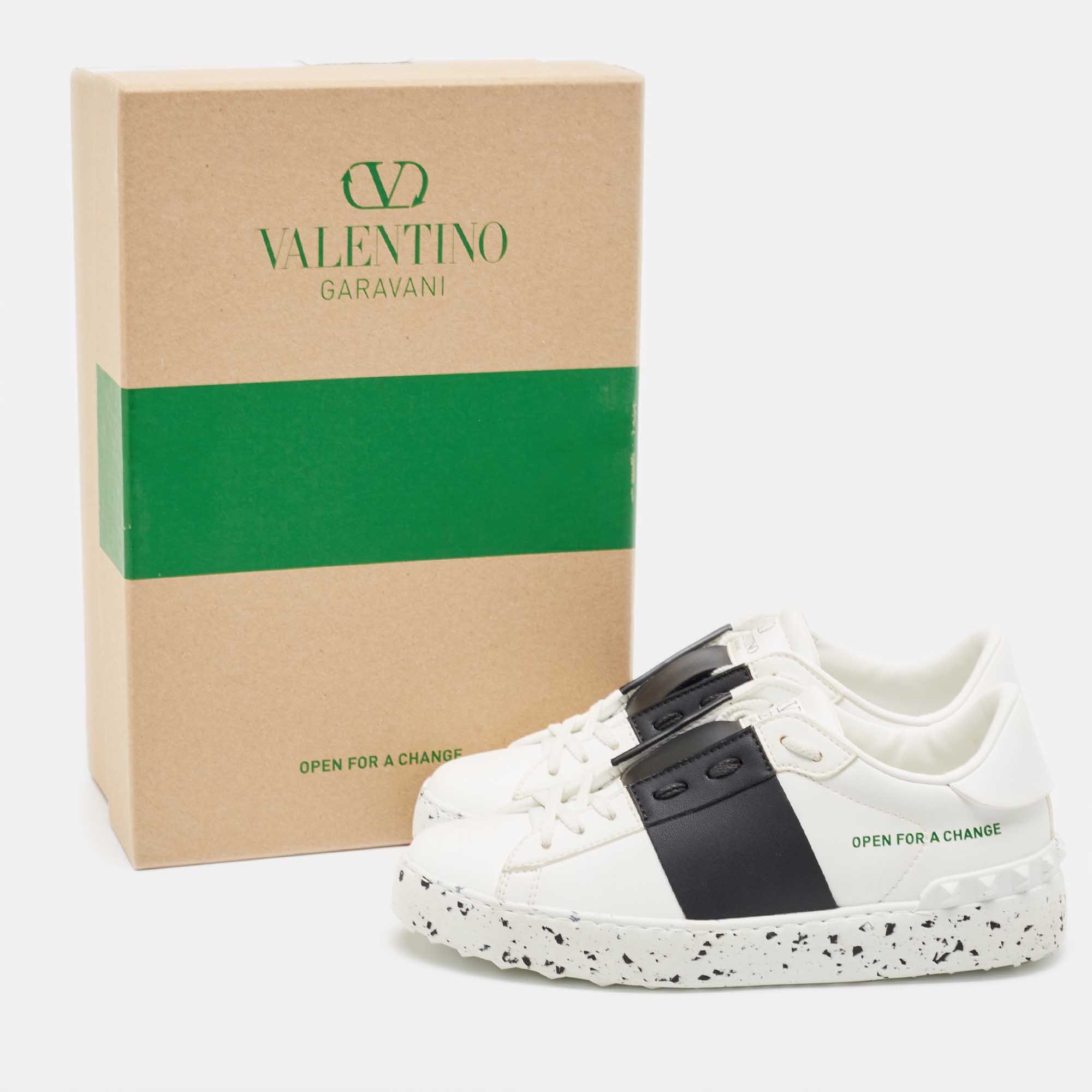 

Valentino White/Black Leather Open For a Change Sneakers Size