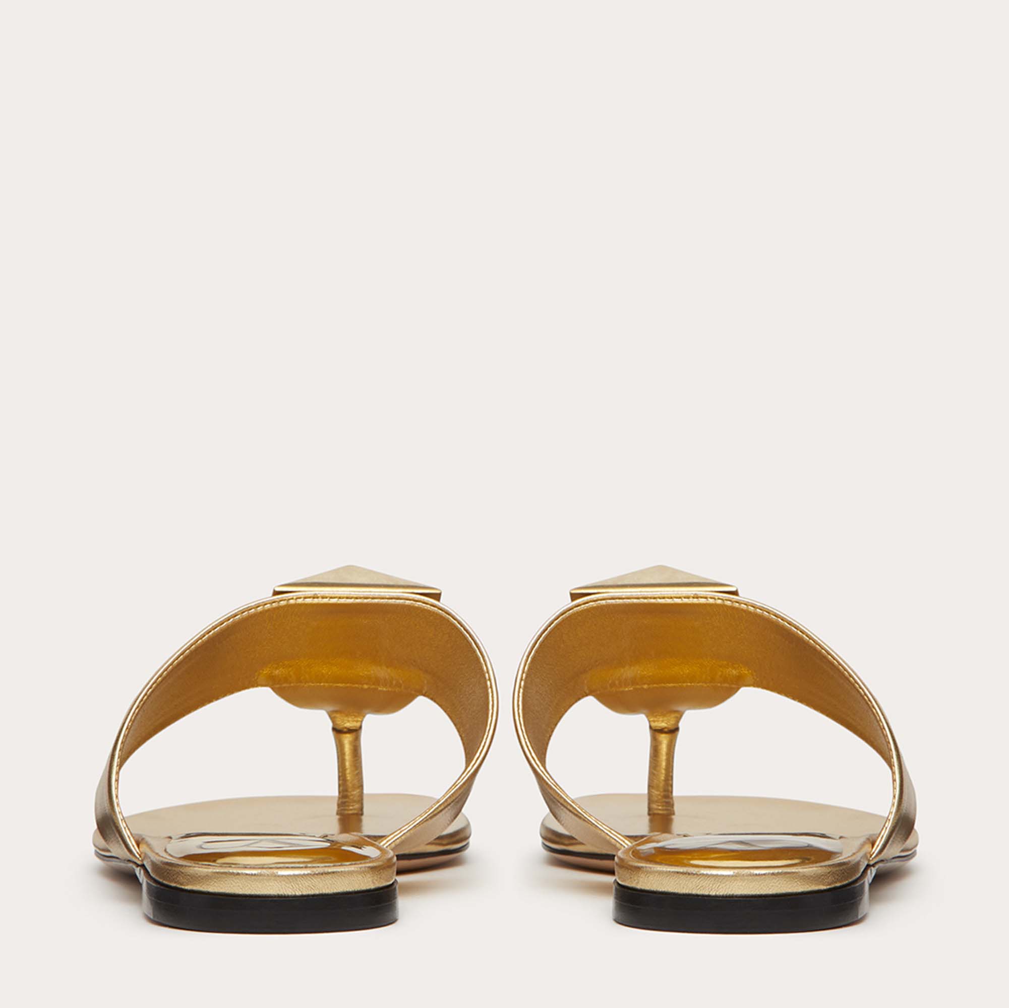 

Valentino Gold Leather One Stud Thong Flats Size