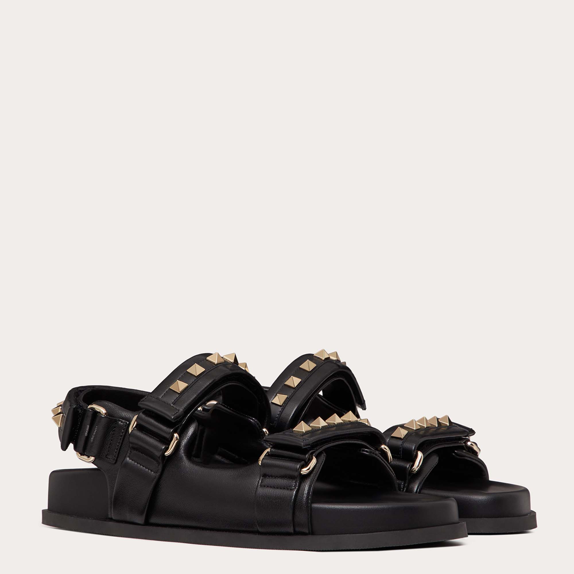 

Valentino Black Leather Rockstud Sandals Size