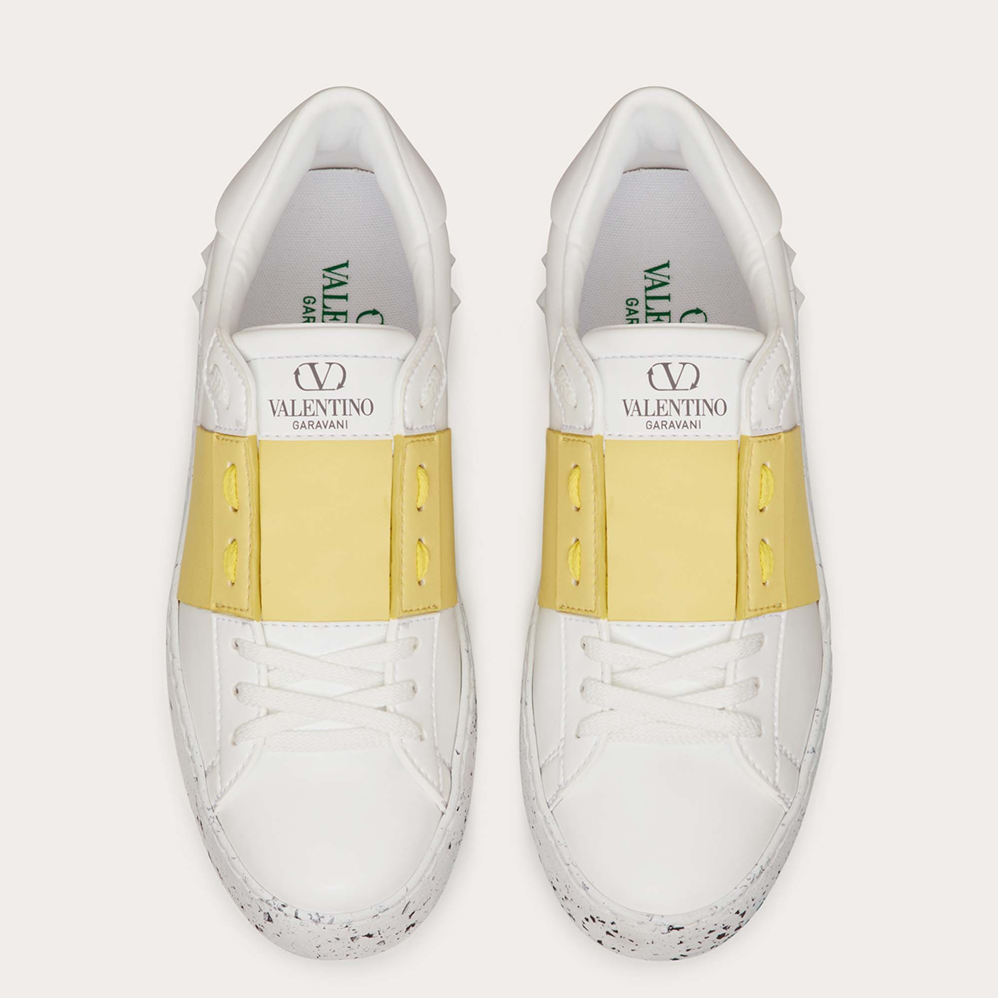 

Valentino White/Yellow Leather Open Sneakers Size