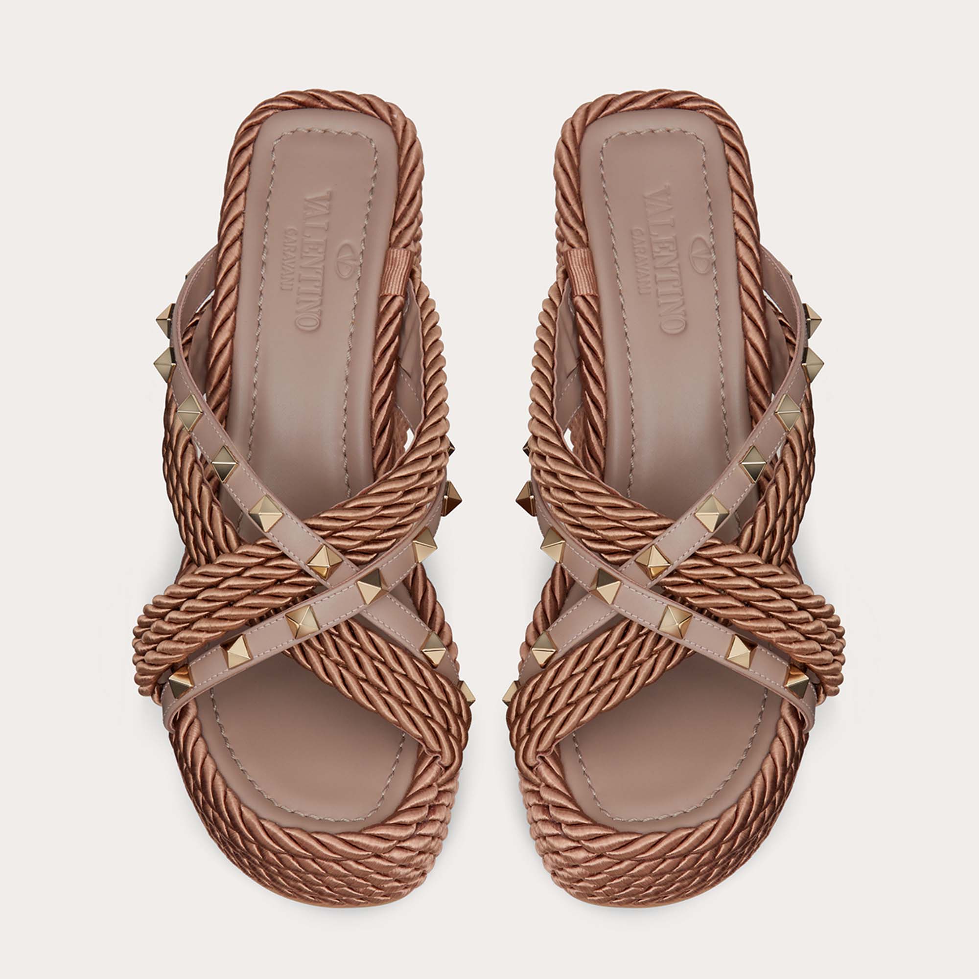 

Valentino Beige Leather And Torchon Wedge Slide Sandals Size