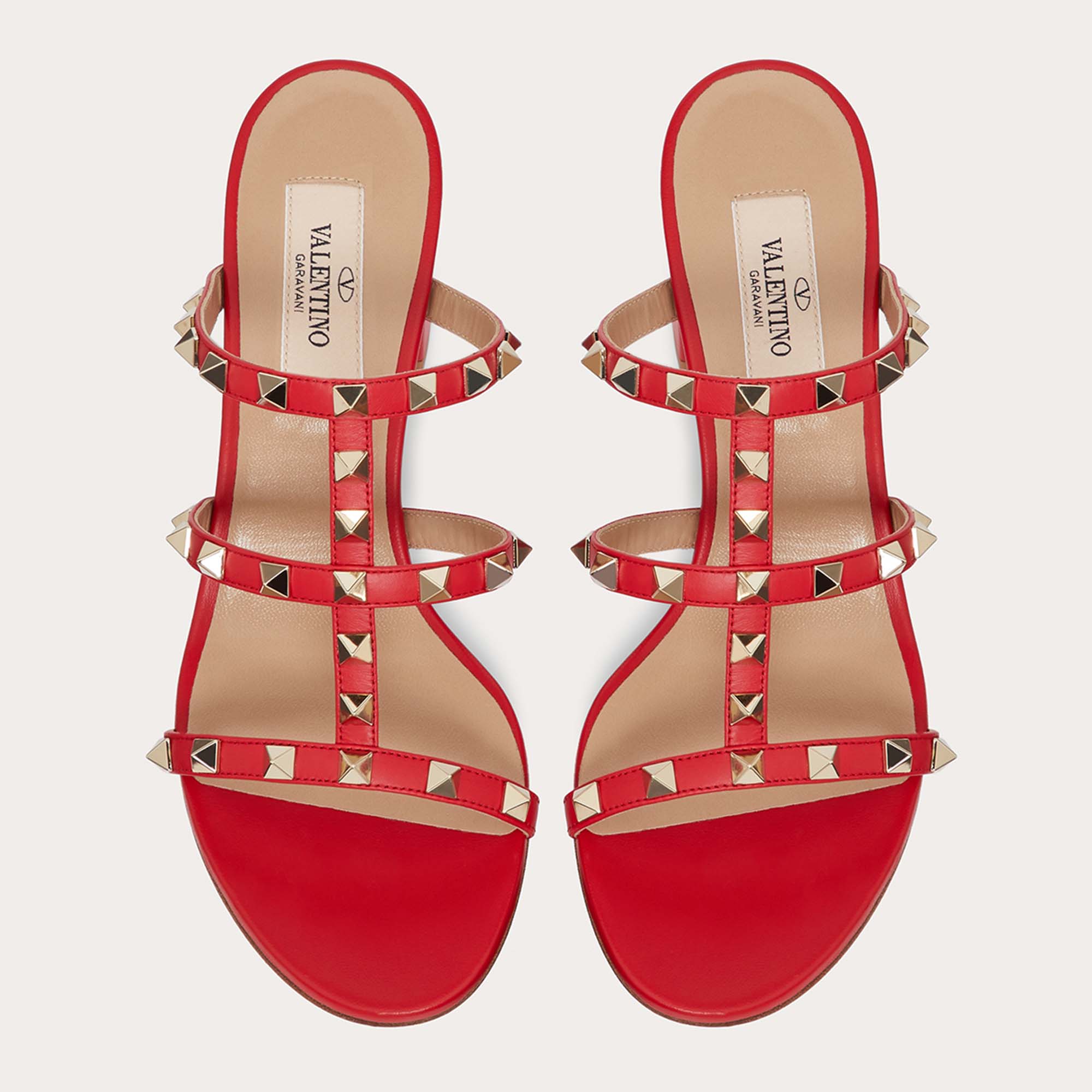 

Valentino Red Leather Rockstud Slides Size