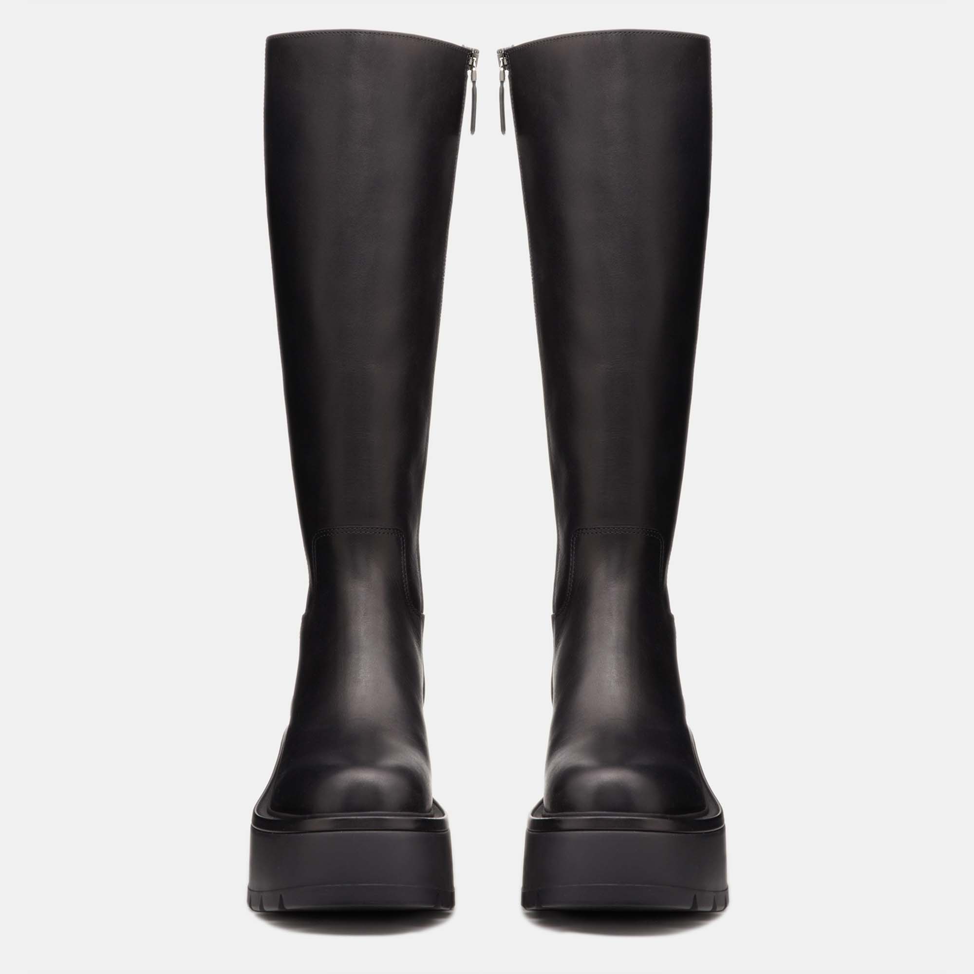 

Valentino Black Leather Uniqueform Knee High Boots Size