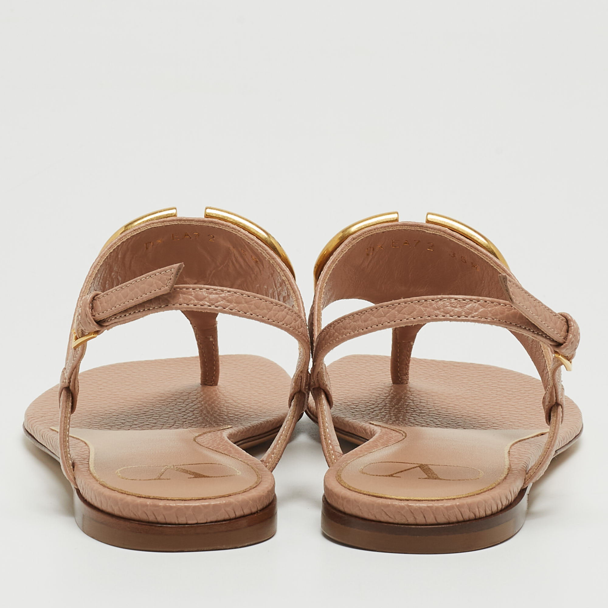 

Valentino Beige Leather Vlogo Slingback Flat Sandals Size