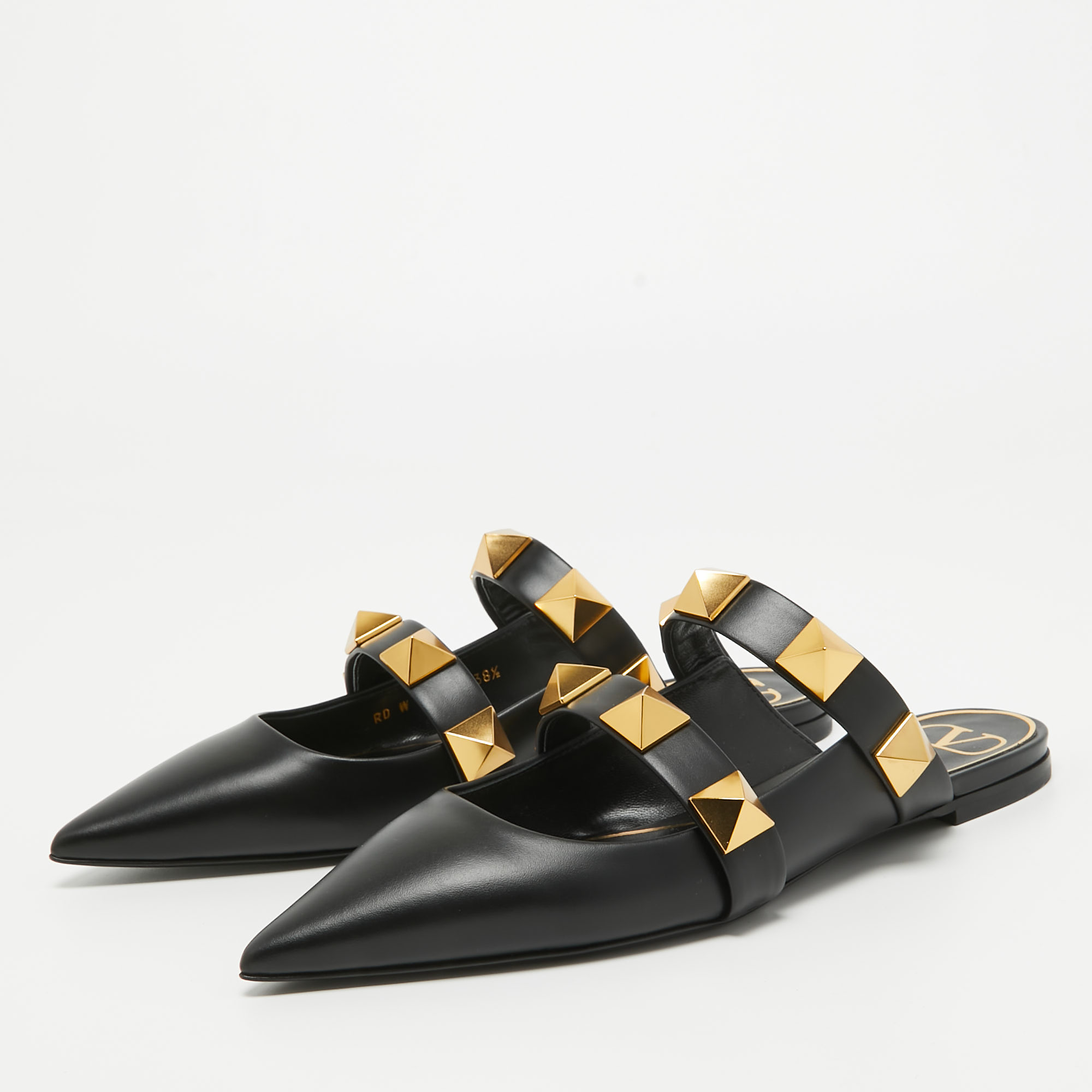 

Valentino Black Leather Roman Stud Mules Size