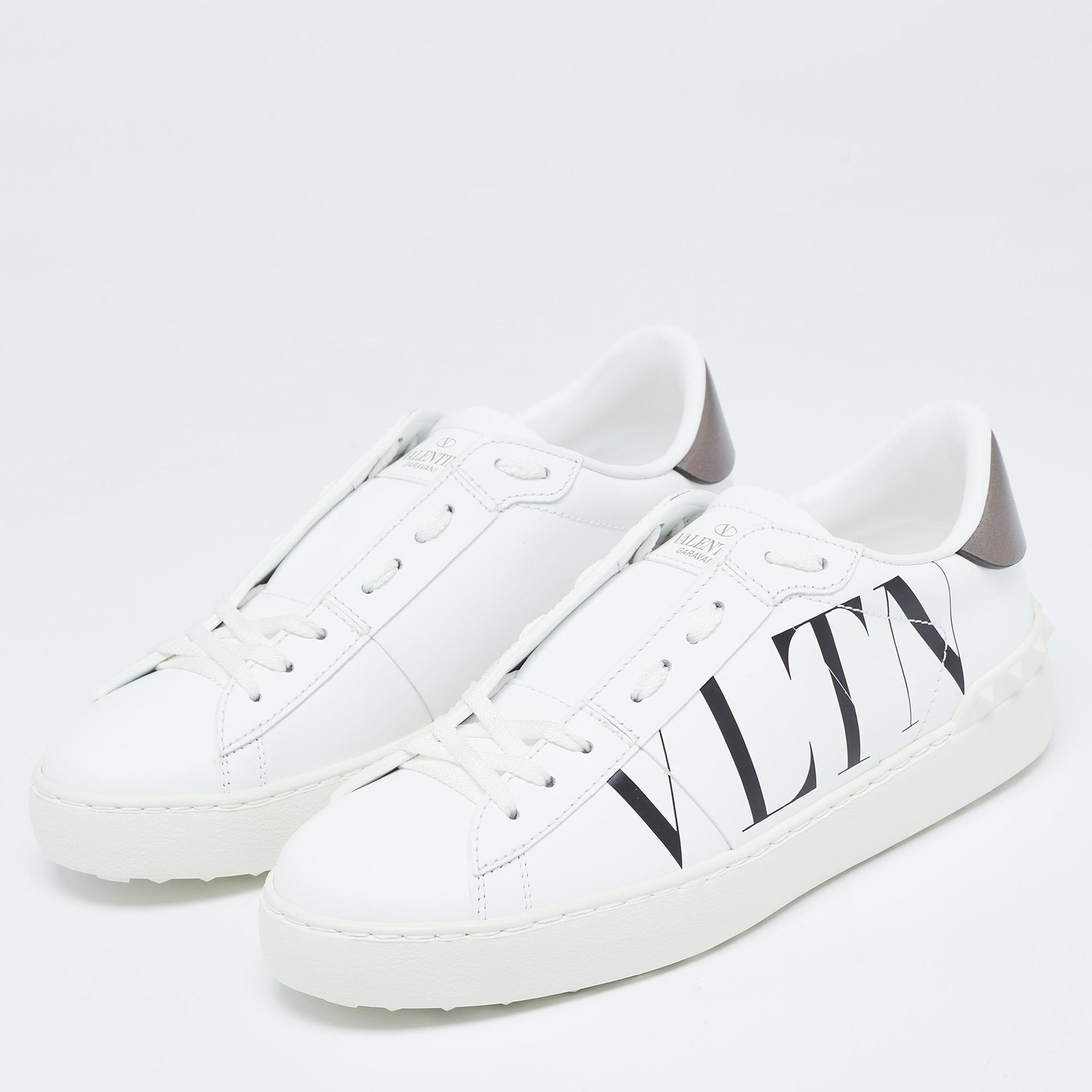 

Valentino White Leather VLTN Low Top Sneakers Size