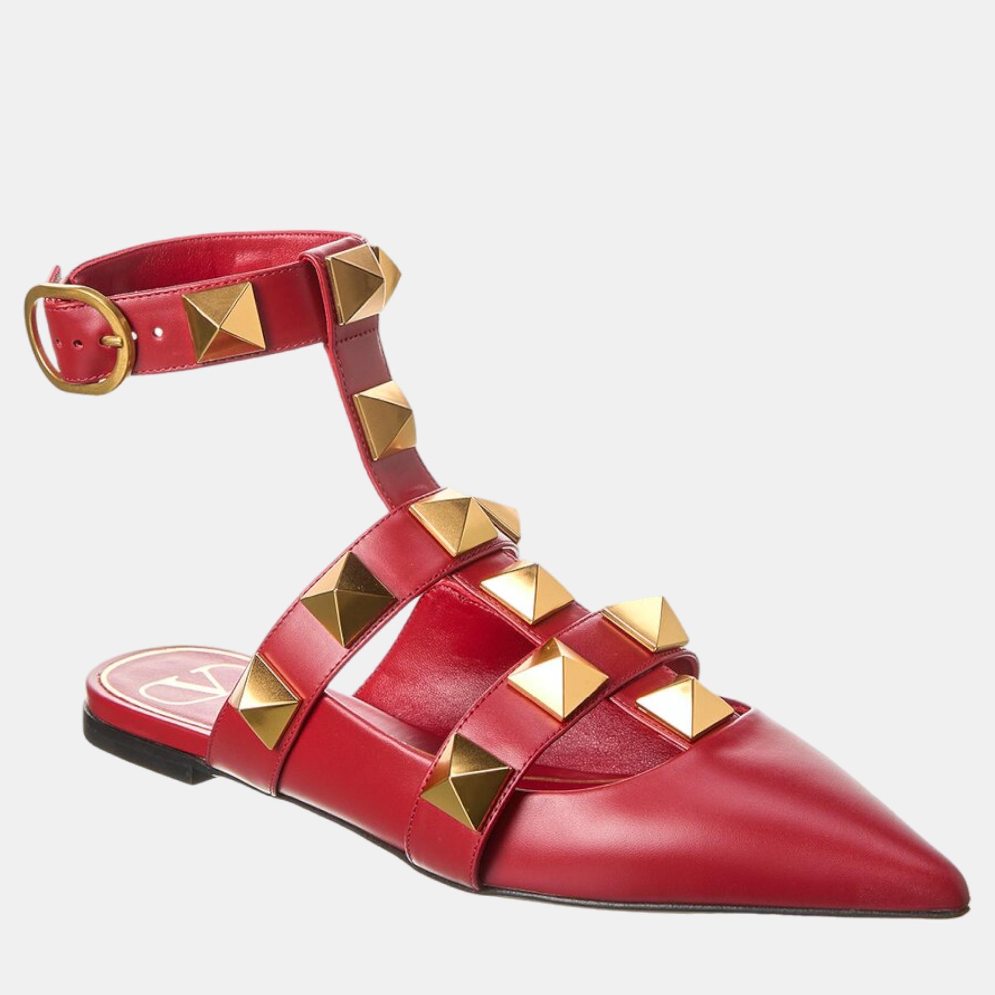 

Valentino Red Leather Flat