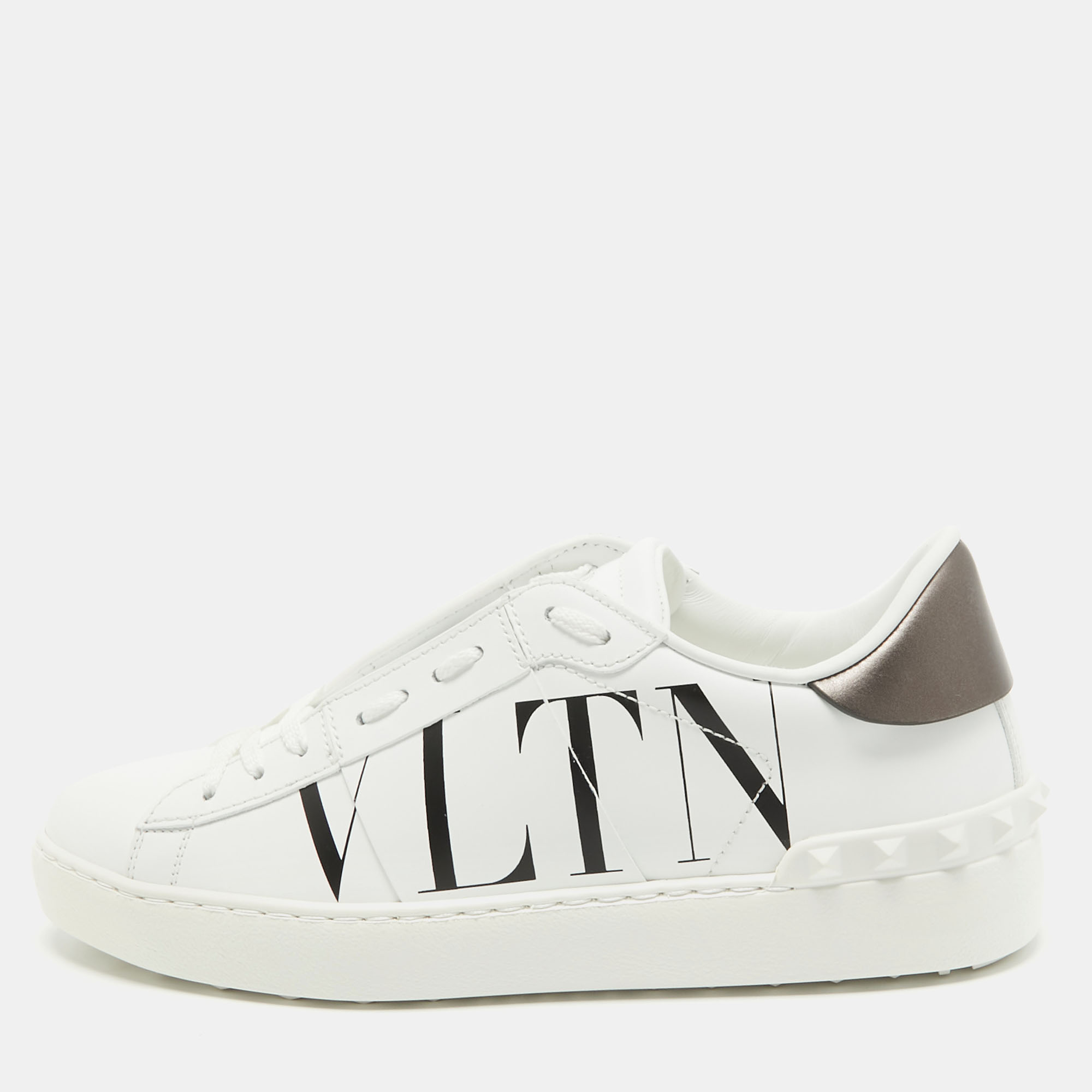 

Valentino White Leather VLTN Open Sneakers Size