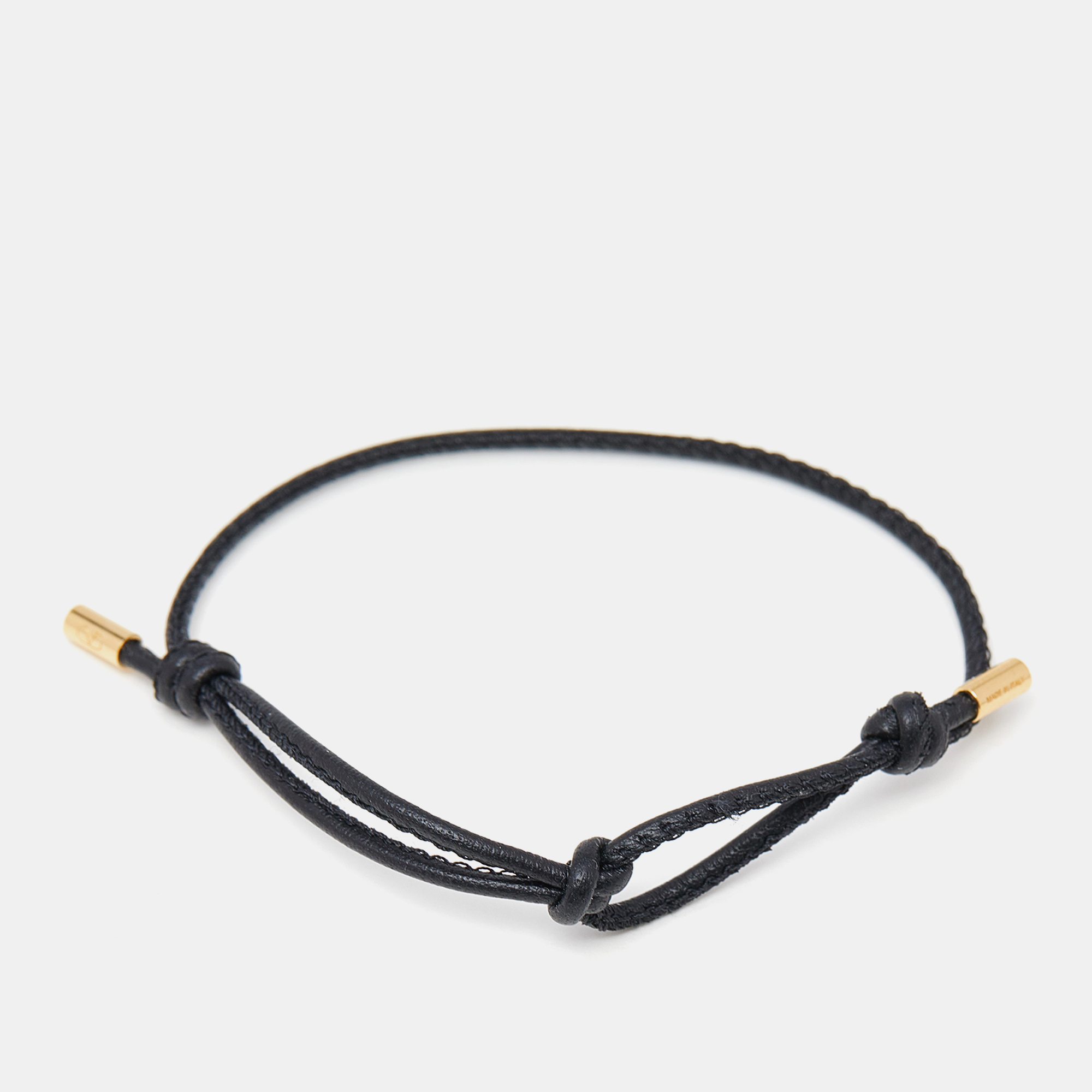

Valentino Black Leather Cord Adjustable Bracelet