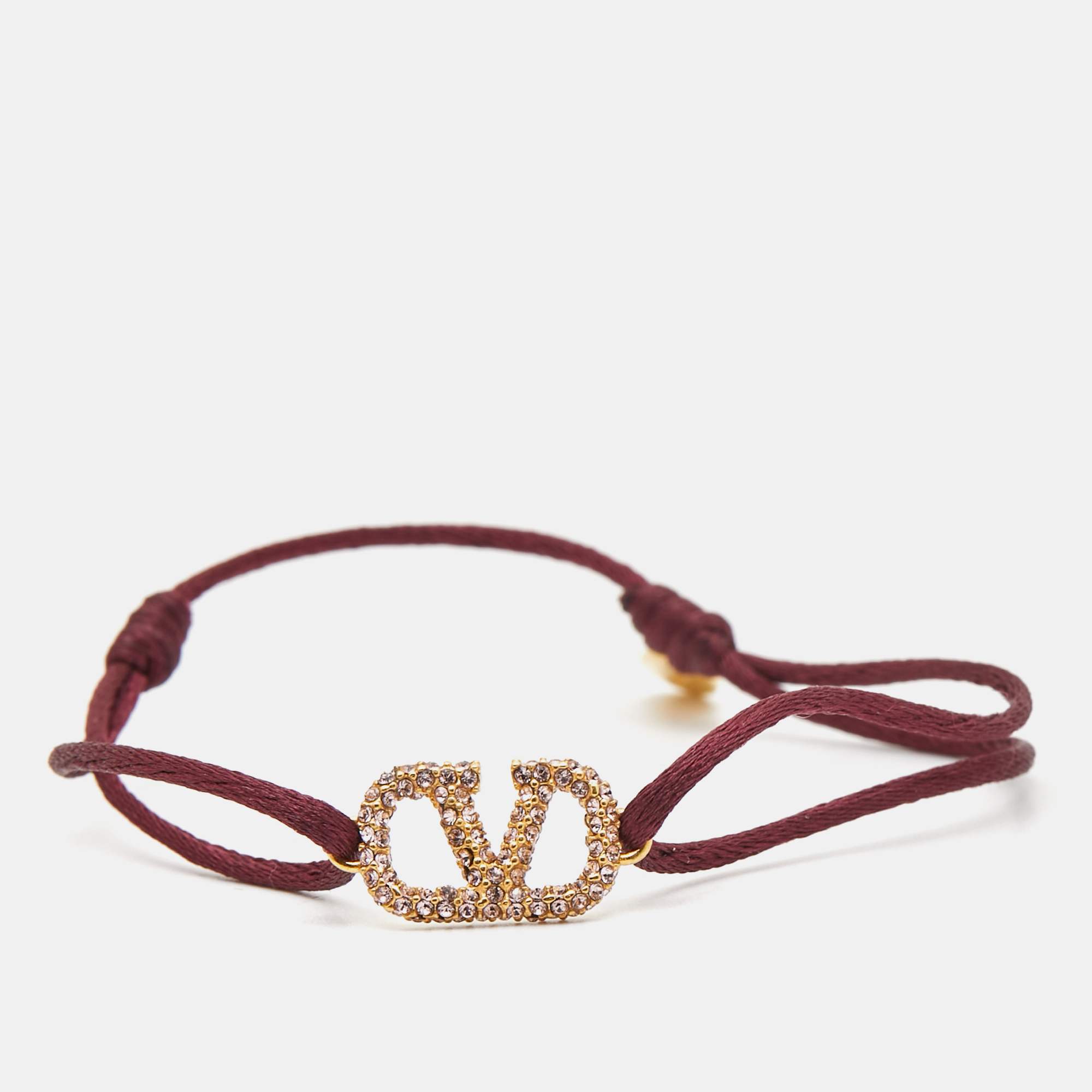 

Valentino VLogo Crystals Gold Tone Cord Bracelet