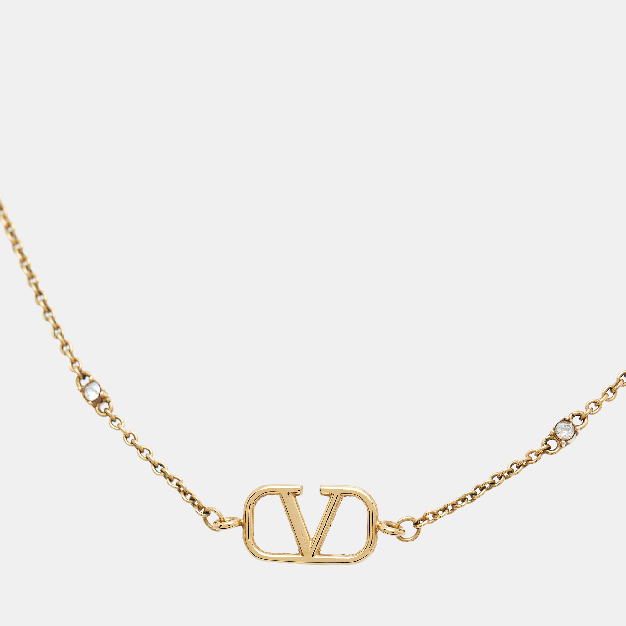 

Valentino Vlogo Signature Crystal Gold Tone Necklace